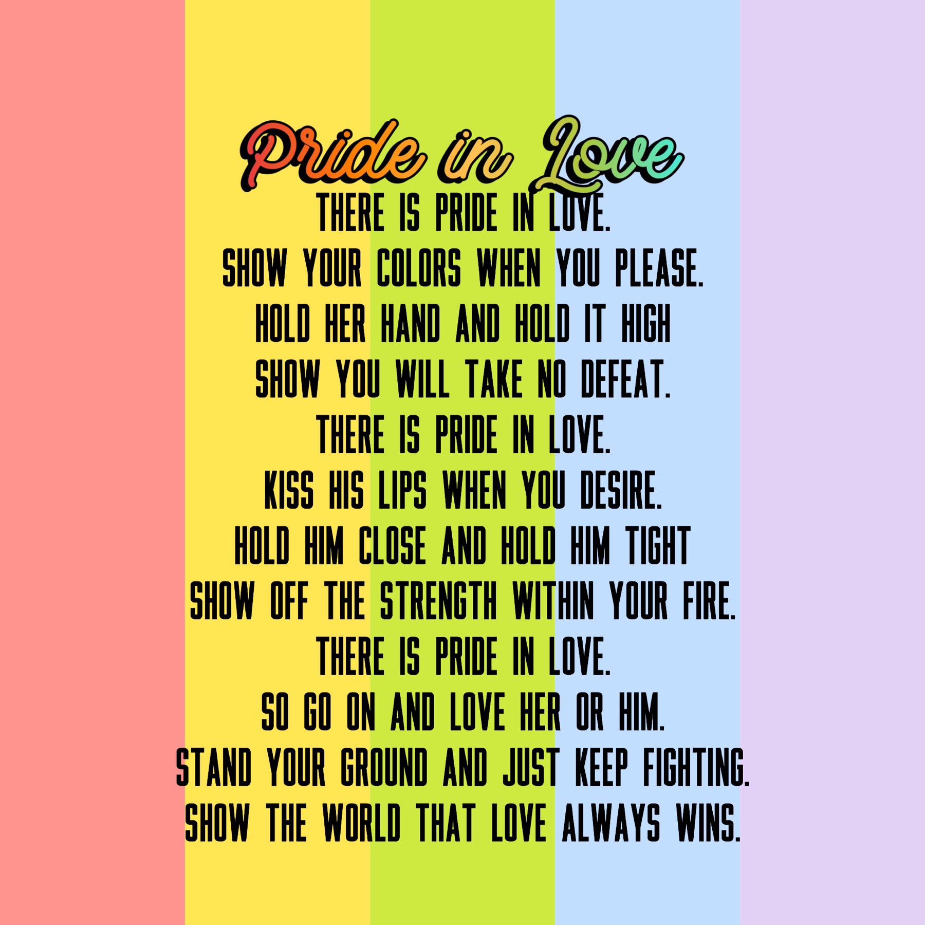 “🏳️‍🌈tap🏳️‍🌈”
Happy Pride Month, you lovely gems💎 This is not the best poem, but it is something. Out or not, straight or LGBTQ+, I hope you all are proud of who you are! You are wonderful, beautiful people who deserve all the pride & love in the world.~~