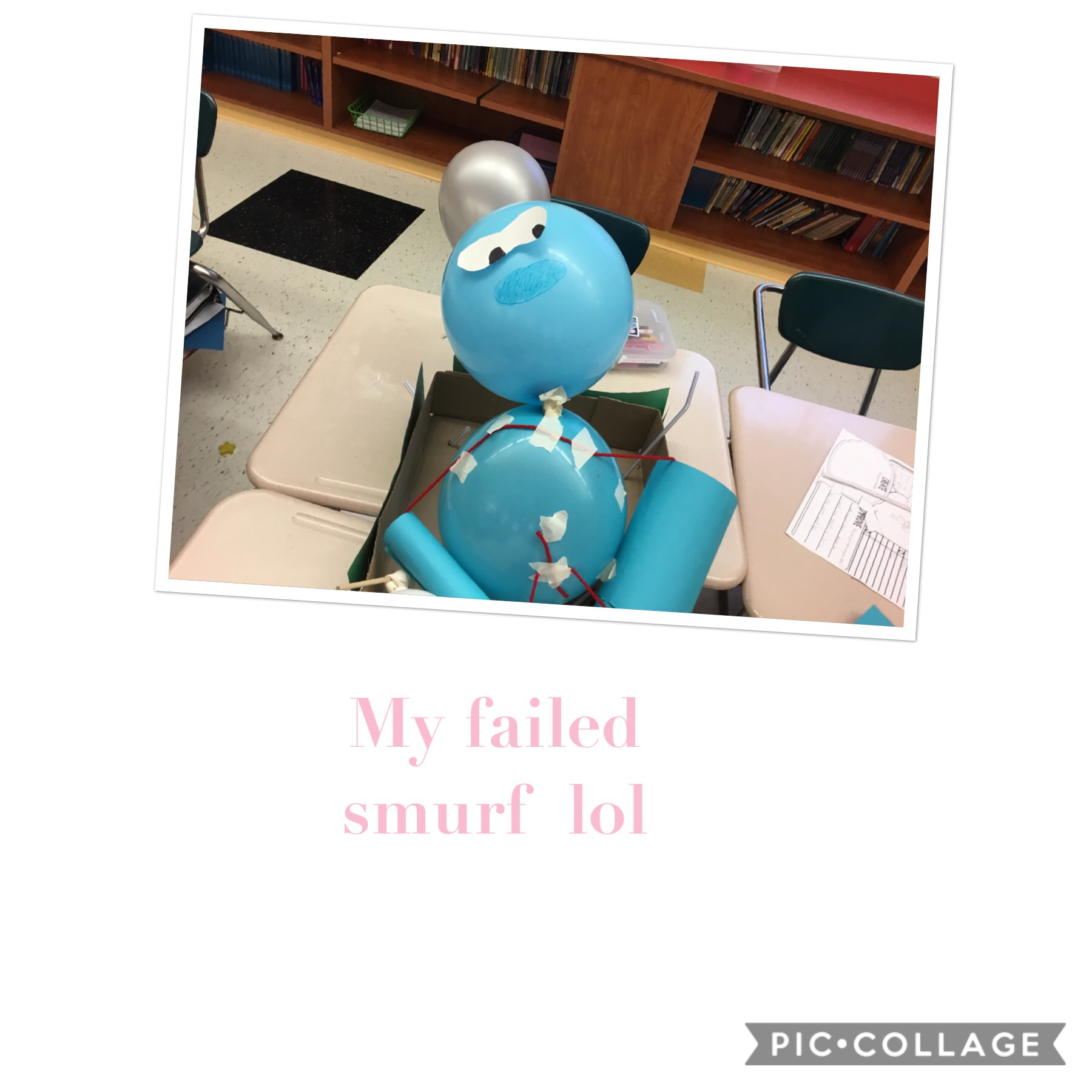 Hey anyways sorry I did not post anything for thanksgiving. Hehe that was my fault. But I hoped you enjoyed your thanksgiving. This is a picture of my smurf ballon 
Characters. We failed the smurf very badly. Yess, I really don’t know about this. I made t