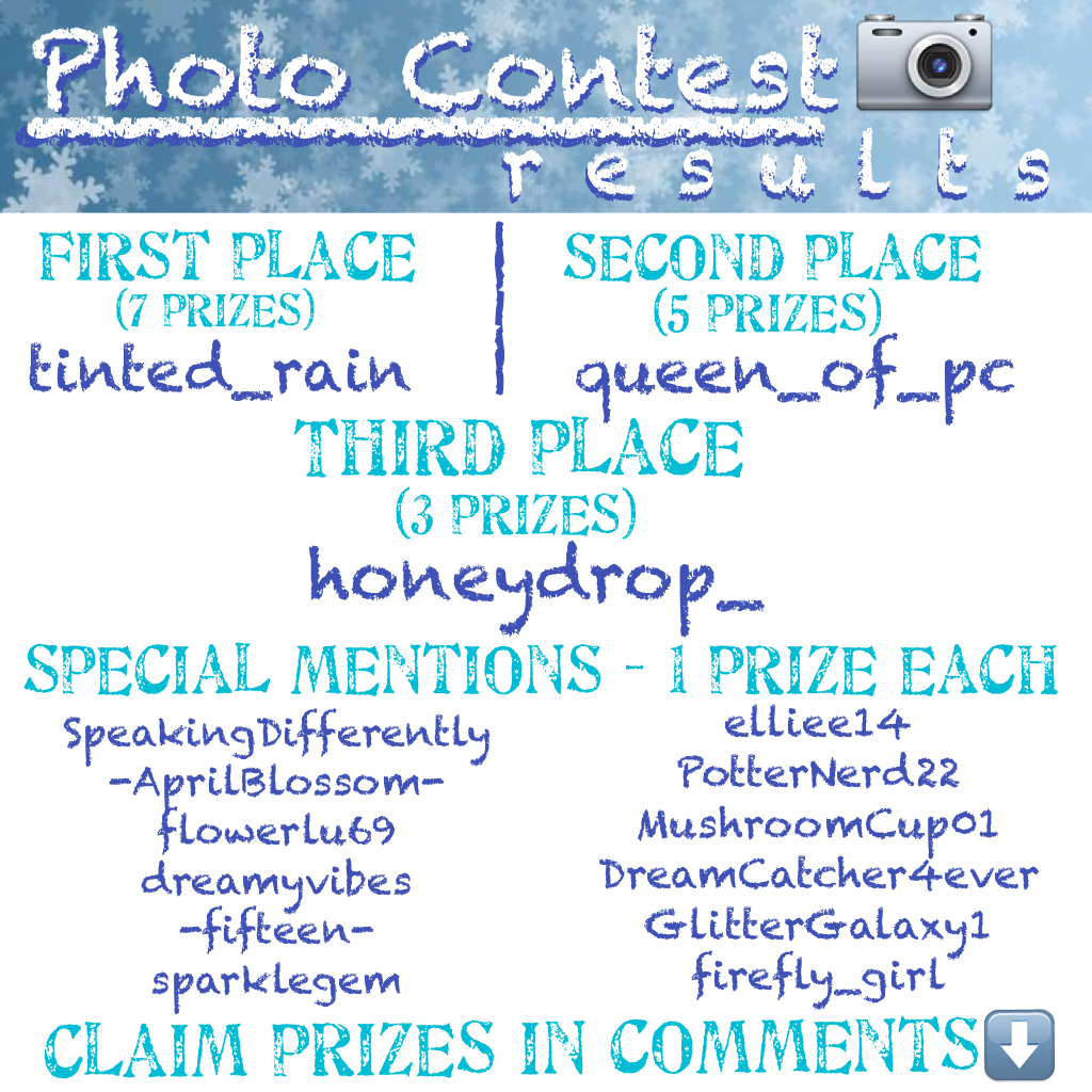 See contest post for list of prizes. I can't believe I had 100 ENTRIES to the contest!😂