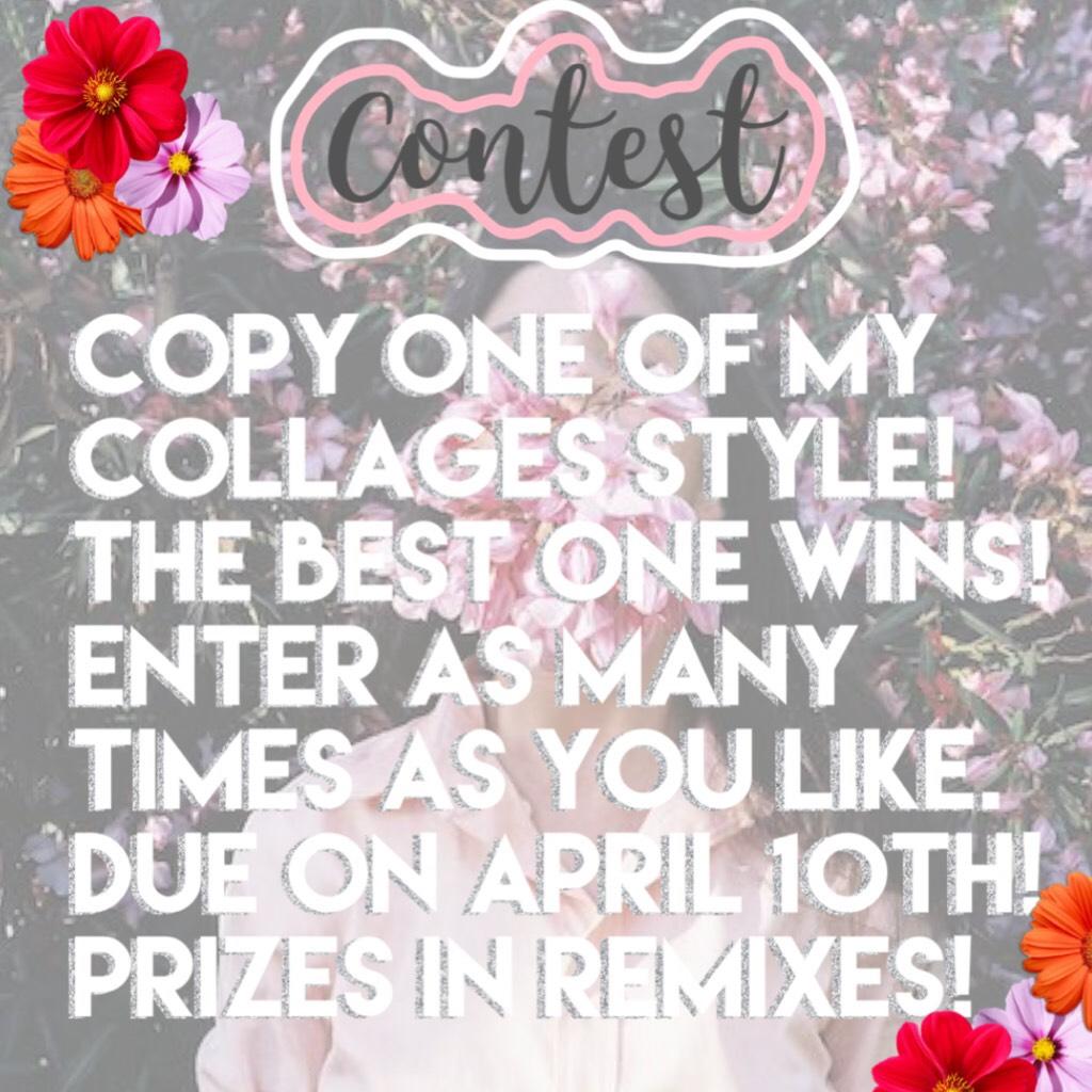 CONTEST (tap)💕
I havent done a contest in ageeees! Plz enter and look in remixes bc there are some amazing prizes! There will be three winners! Due 10th April!! ✨✨✨
