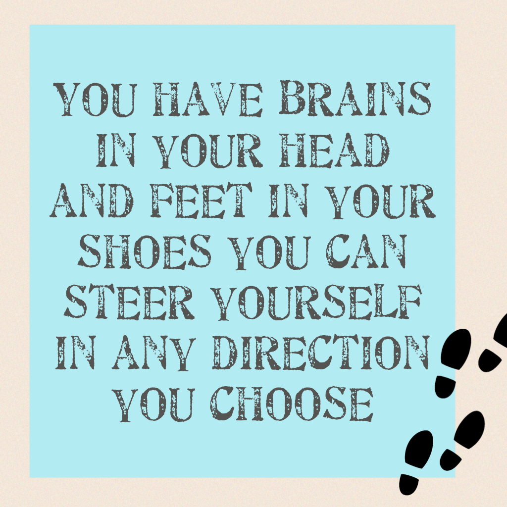 You have brains in your head and feet in your shoes you can steer yourself in any direction you choose 