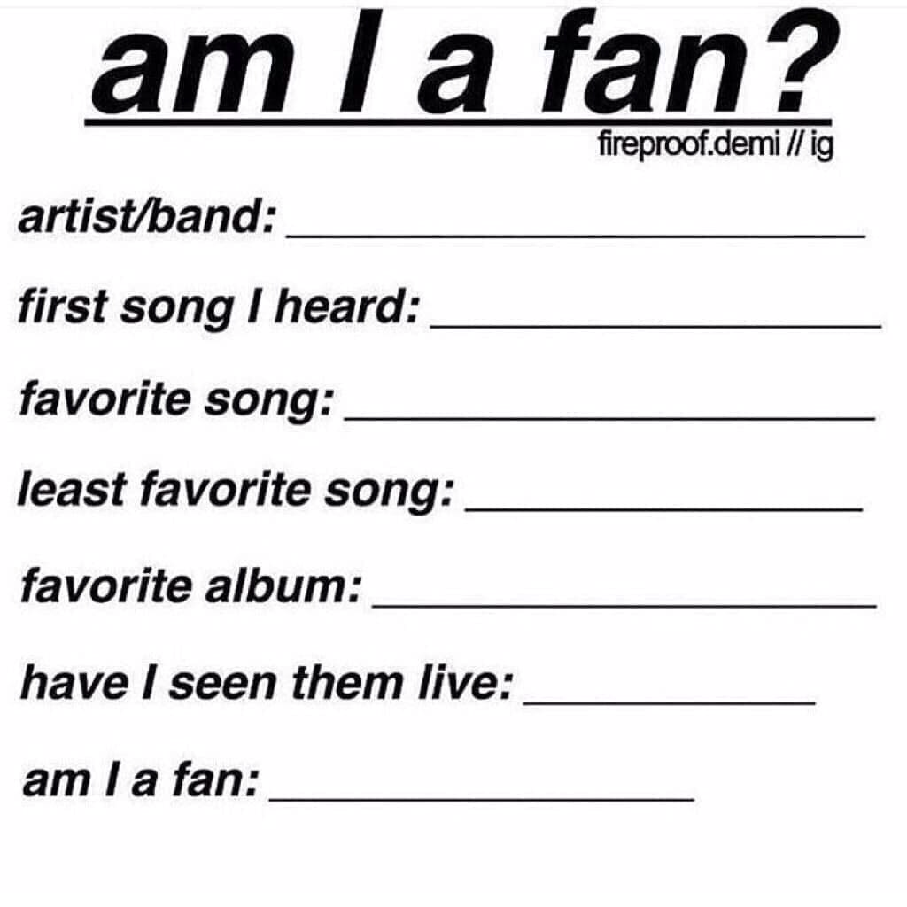 I don't know who I got this from (sorry😂) but anyway...comment some artists and bands and I'll answer all :)