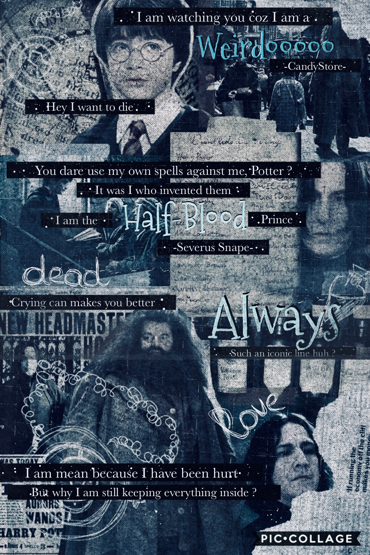 Soooo i had so many others collage of Harry Potter but my little sis did delete all of them « accidentally » 😤😭 so I guess it’s the last one of my theme Harry Potter so what did you think about this style ? I may change it again idk anyone want to collab 