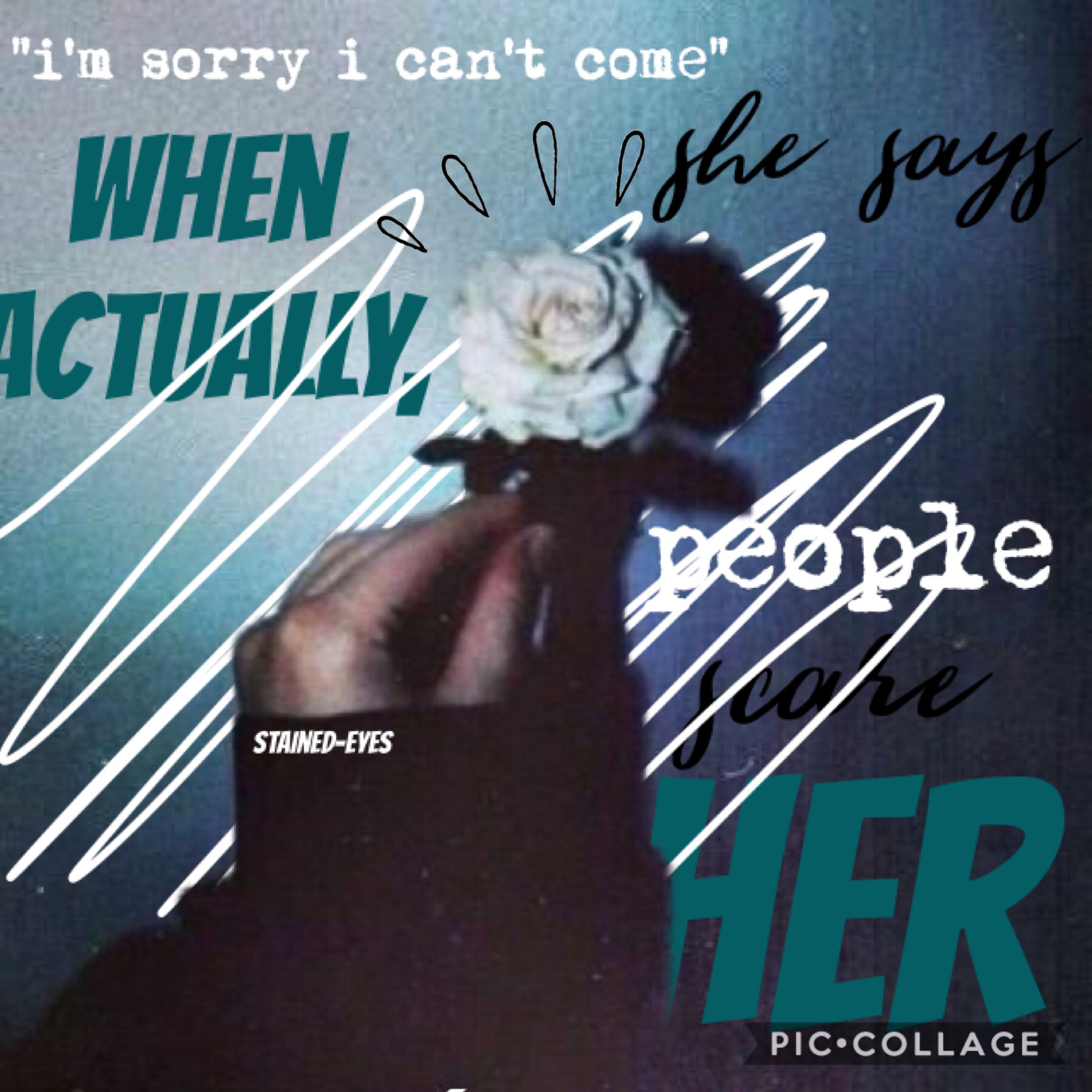 This is ugly um tap
But I made it anyway because I needed to put my feelings into an edit. 
Had the realization that people scare me today, if there’s too many of them even if I know and like them all, it gives me anxiety to plan something with a big grou