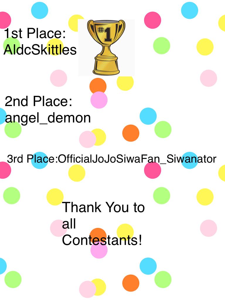 Thank You to all Contestants!