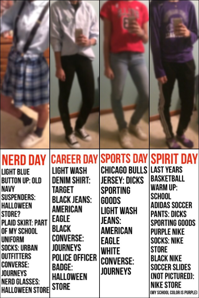 This week at my school was a special dress up week so ootw😊 ps we had monday off so theres only 4 outfits