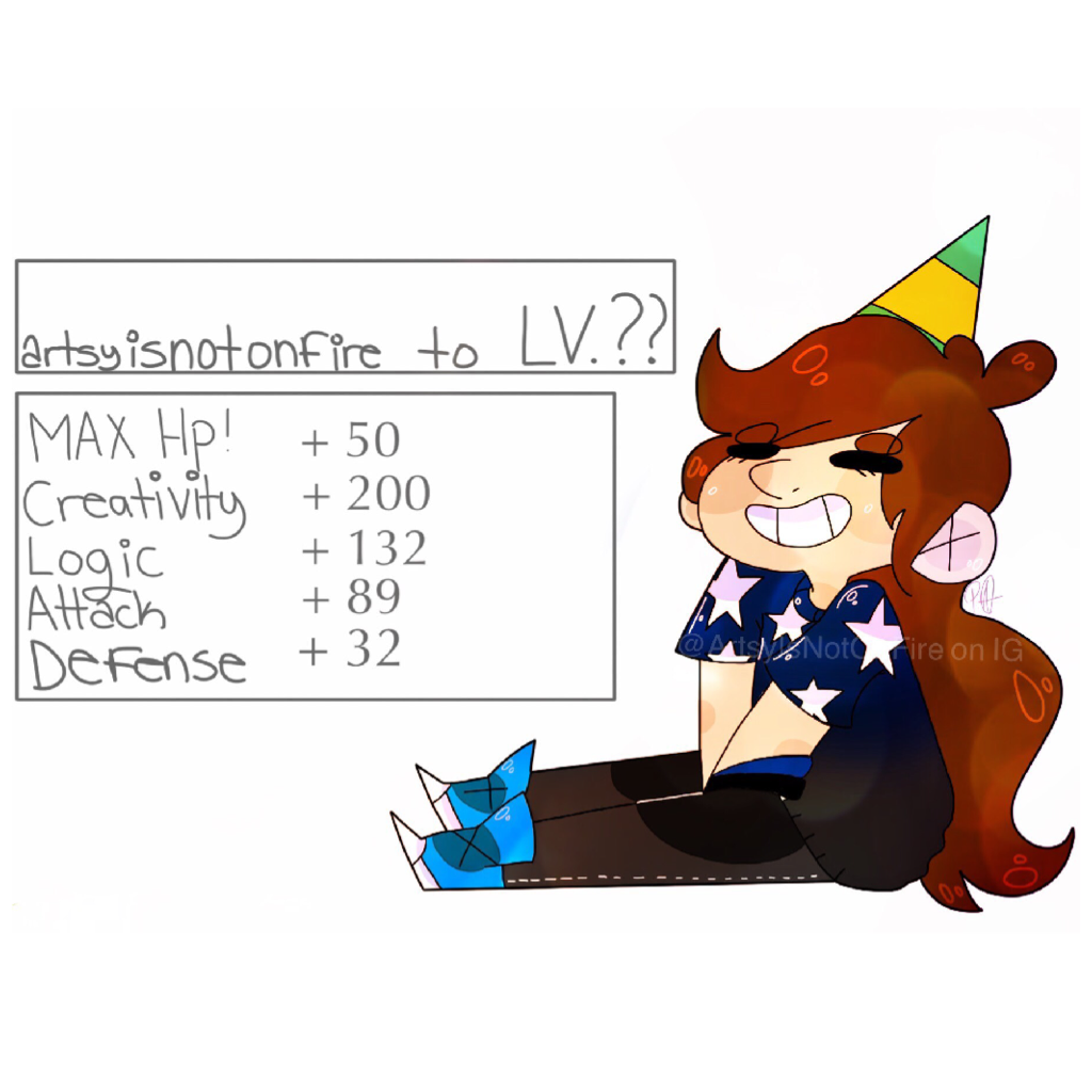 Artsy grew to LV 13!! // Notice: So tomorrow I won't be as active because it's my birthday!! I will be on to post pictures or something XD (mostly random art of Chara)