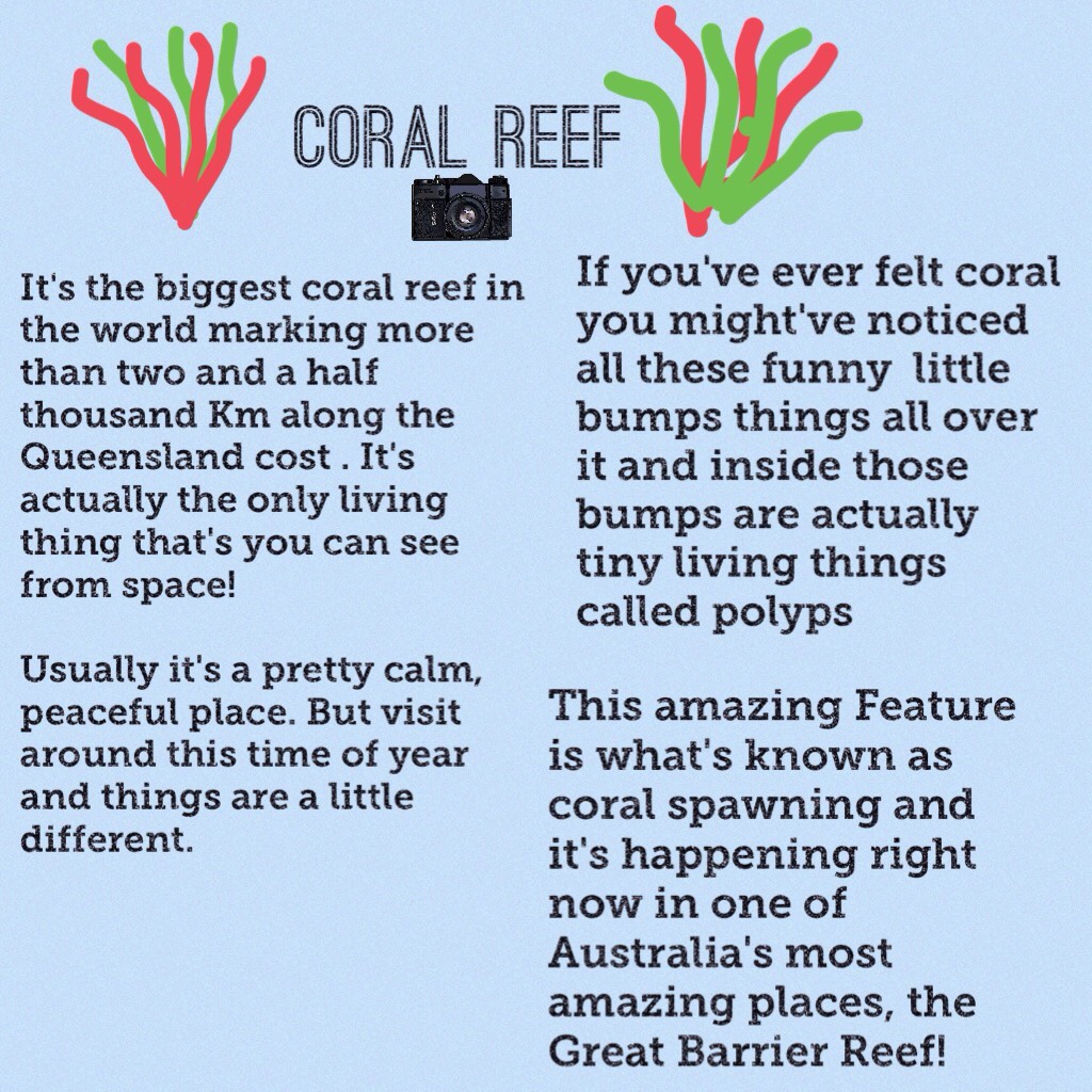 Coral reef ( help for school)