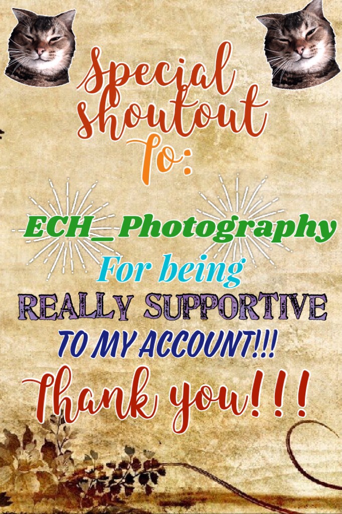 ⭐️⭐️TAP⭐️⭐️
EHC_Photography has been really supportive to my account!!!

🎉This person is always responding to my posts😄 and has a great sense of humor!!!😂👌

🎊Thank you EHC_Photography!!!!!!📸⭐️⭐️