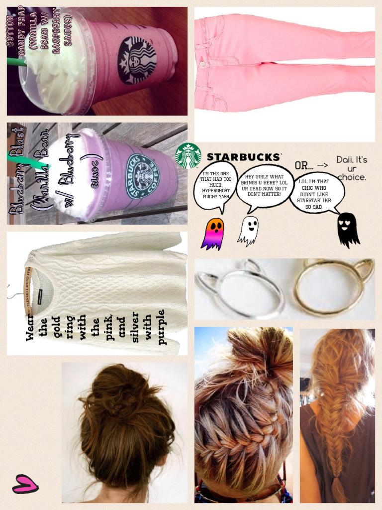 Starbuck Babies.

Outfits for certain drinks u get. No.1
(Cotton Candy Frap/ Blueberry Blast Frap)