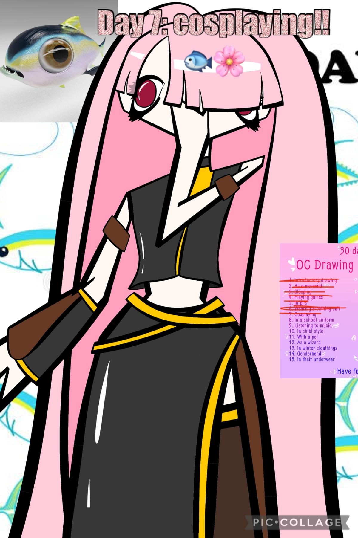 Day 7: in cosplay!! It’s Nebul as luka megurine, one of my favorite vocaloids, I think my favorite luka song is fluticasone still #art #oc #challeneg #vocaloid #luka #anime