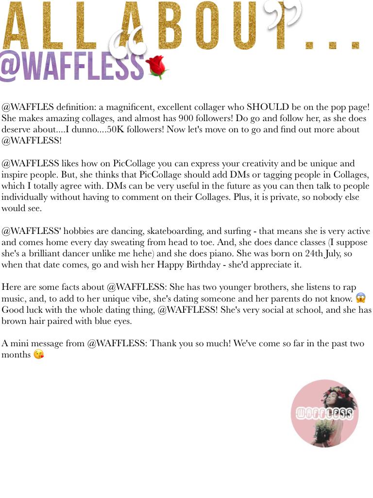 All About @WAFFLESS! {12.02.2017} 

Hiiiii! This came out a bit late and I am sorry for that, but here you go xx


