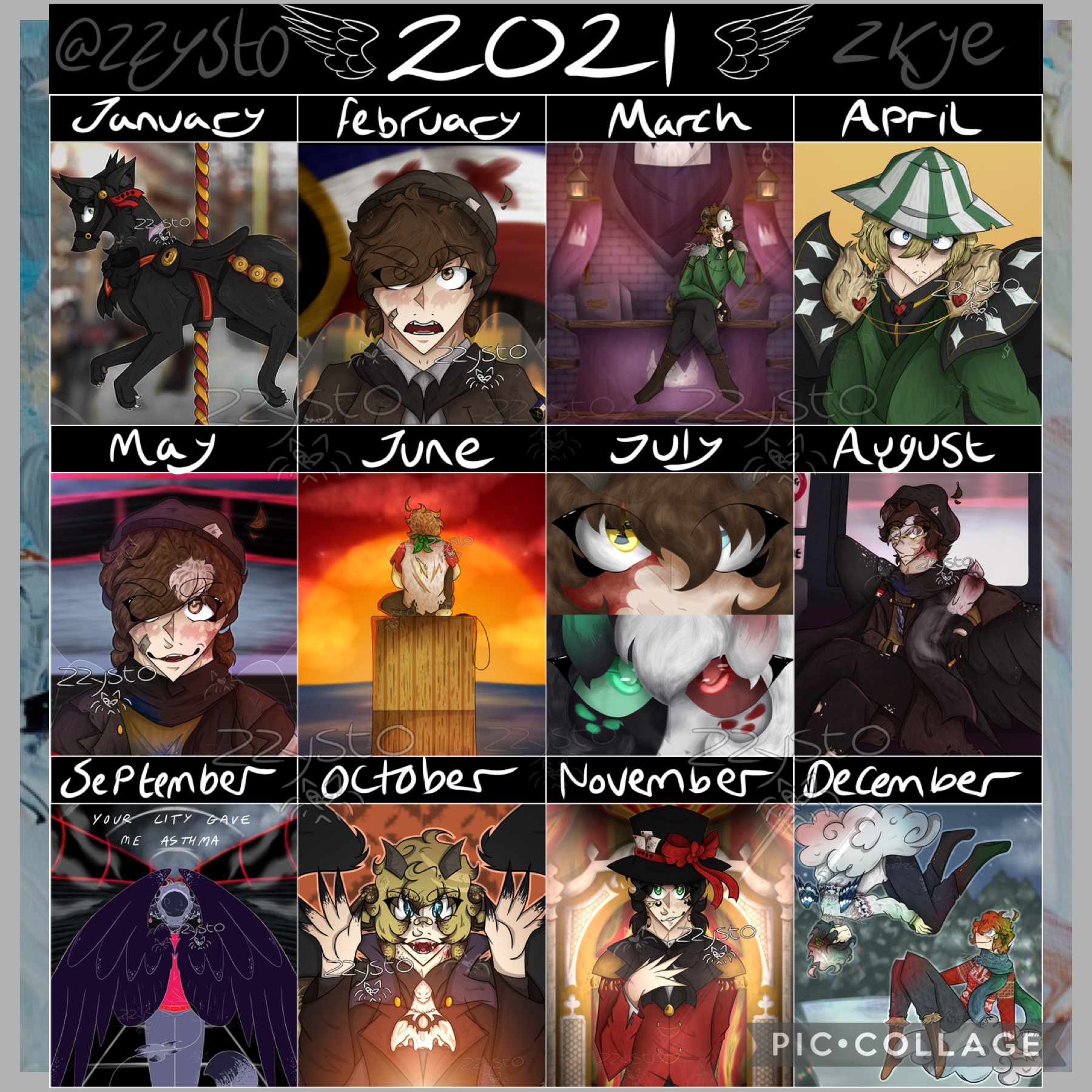 🎆TAP🎆
[OLDER YEARS IN REMIXES]
my 2021 art summary! :D
this year has been weird for my art, I got a new iPad and pencil in April which took some getting used to, but I’m pretty proud of my art improvement this year, I think- :’)