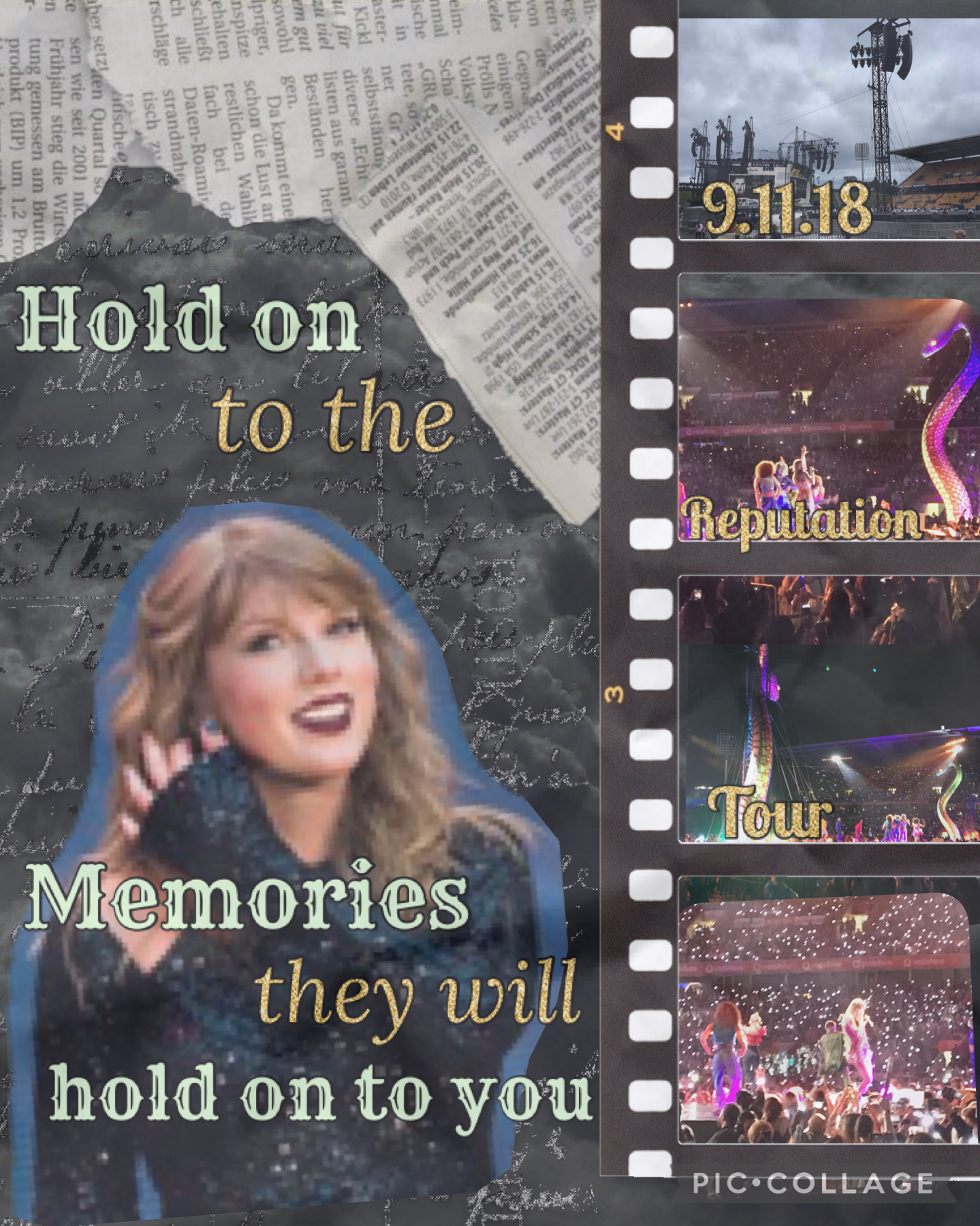 2.5.22 Reputation tour  Taylor Swift aesthetic collage.
