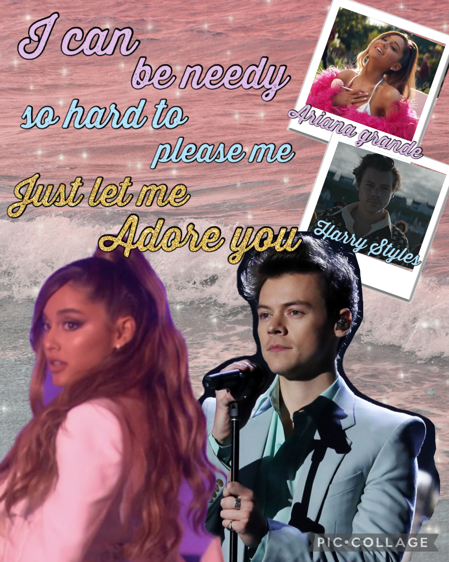 27.5.22 Needy and Adore mashup by Ariana grande and Harry styles aesthetic collage 