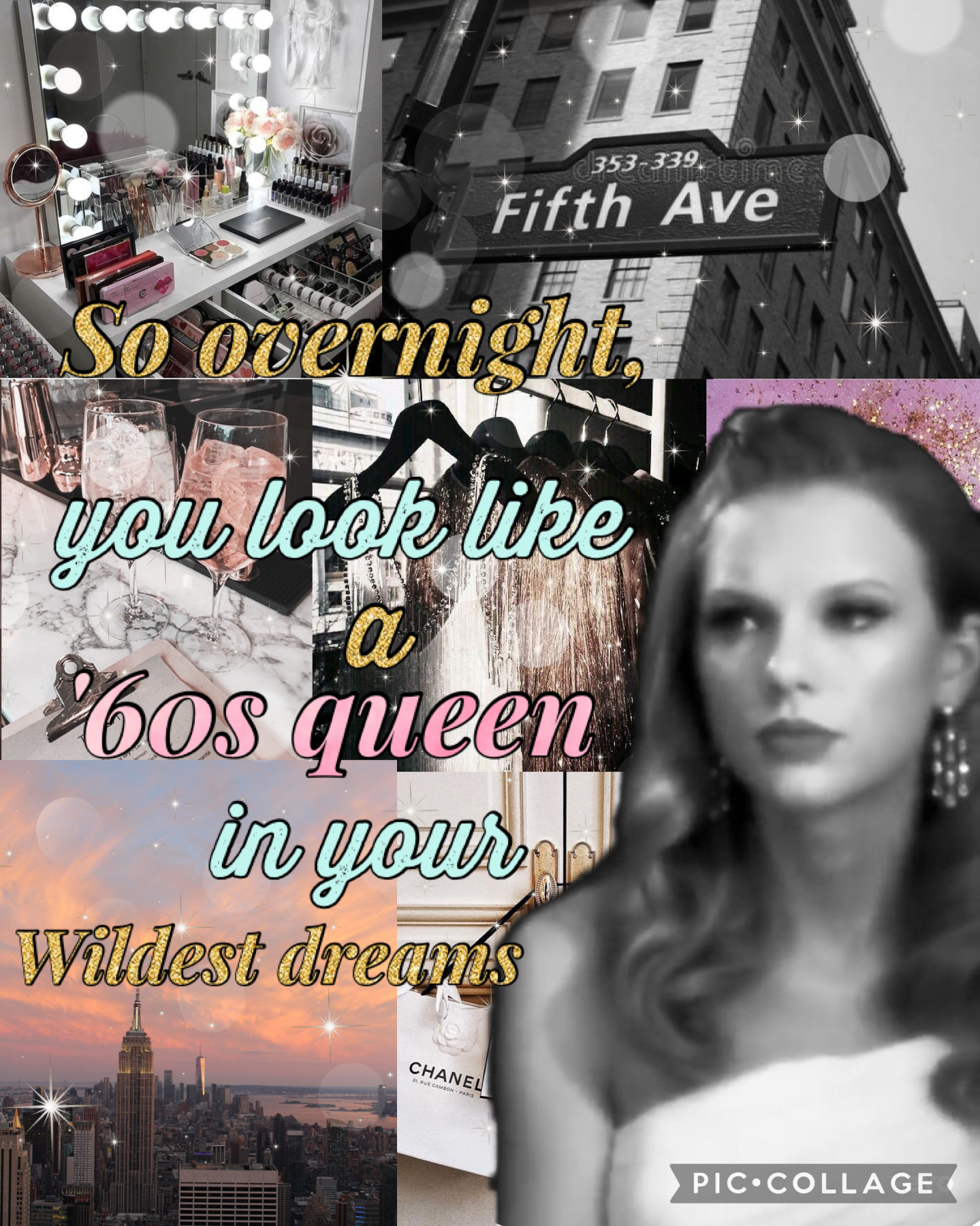30.9.22 Old Hollywood glamour aesthetic collage.