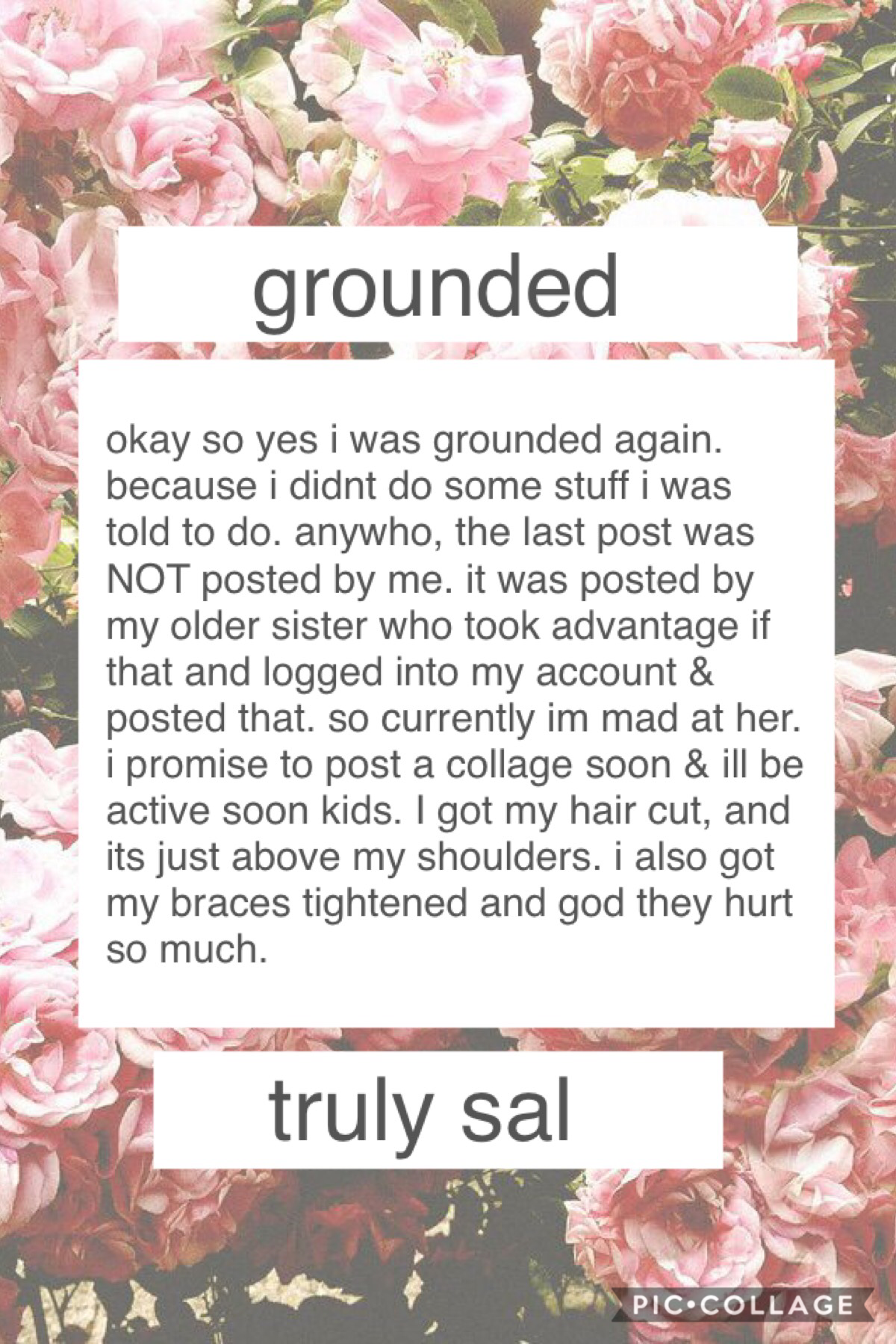 🌹So yes I was grounded🌹THE LAST POST WAS POSTED BY MY OLDER SISTER🌹My hair is now short and it feels amazing & so soft🌹 So what did I miss kids?🌹
#PCONLY
#GROUNDED 
#AGAIN
#MY 
#HAIR
#IS
#SHORT
#OKAY
#BAII
🌹🌹🌹
