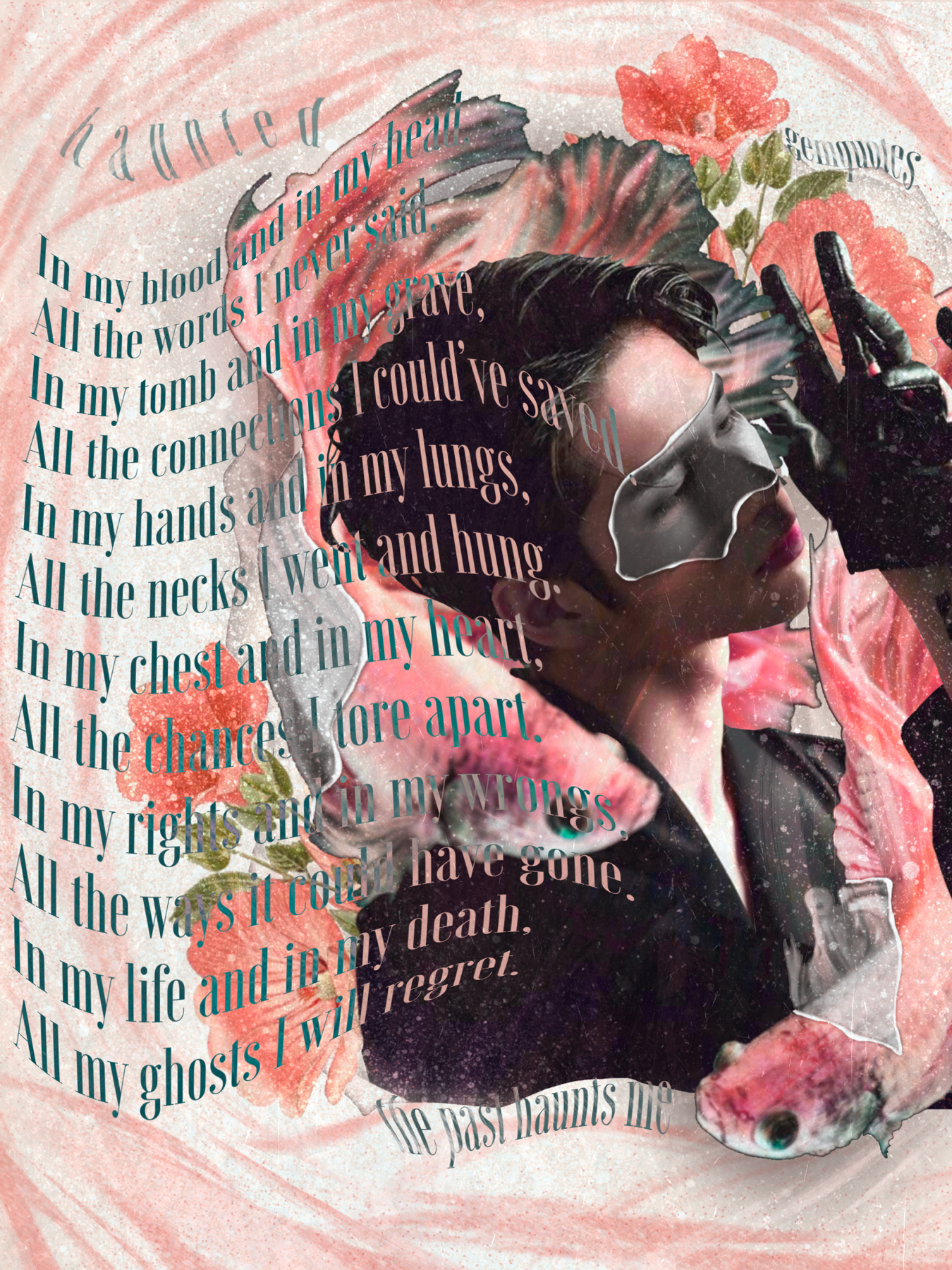 “XtapX”
(Poem by me) So my PC is bugging with my followers/following numbers?? Does anyone know if that’s grounds for panic? Also ik this collage is messy with the weird word placing/color and all, so forgive me😭~💗