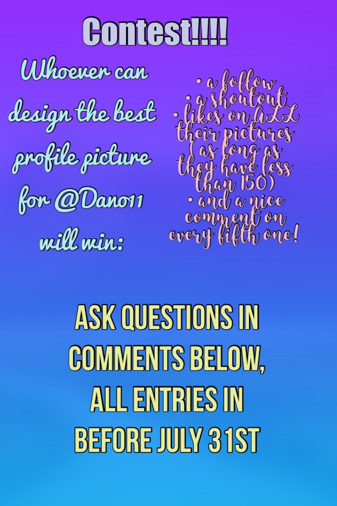 Contest! Contest! Contest!Ask questions in comments below, all entries in before July 31st! I like Harry Potter, I have red hair and I am between 11 and 18