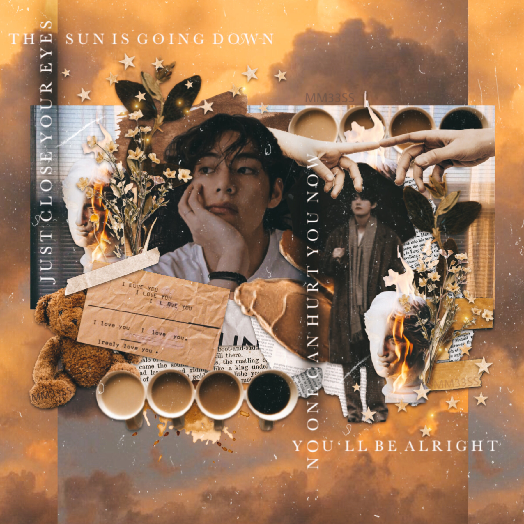 safe and sound / taylor swift feat. the civil wars / sept. 22, 2023

created for collager-of-the-year contest

theme: ☕️🧸⭐️

i was going for minimalistic…

…but i kept adding to it 😫

image: kim taehyung (V)