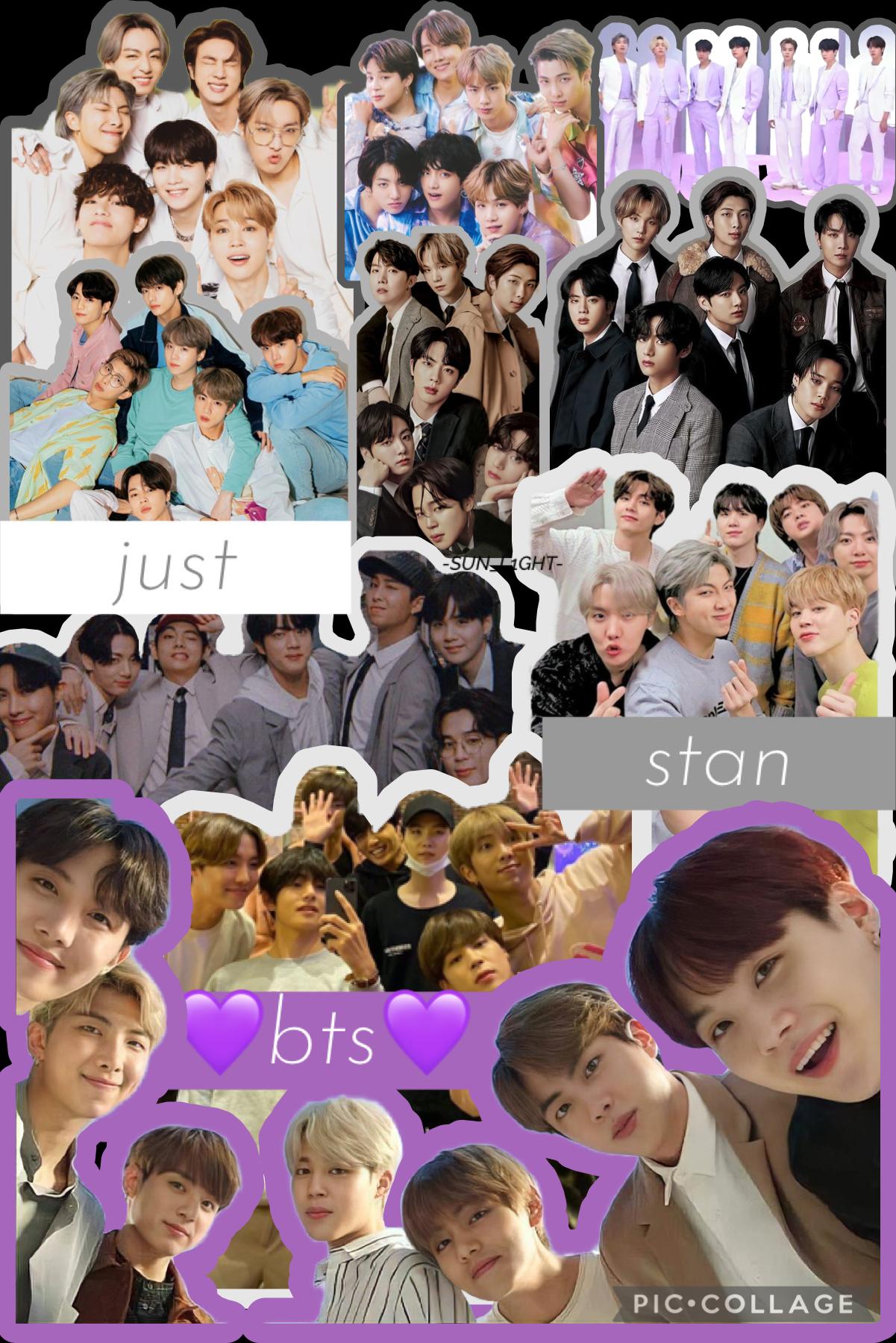 💜just…stan bts! 🤖 >>
fun BTS fact otd: OT7 means One True Seven meaning you like all 7 members equally/no bias ‘,:D <20/9/21>
the colour theme of this collage is purple (since purple heart is BTS’s 💜) and white and grey (BT21 Van’s colours; he’s a robot a
