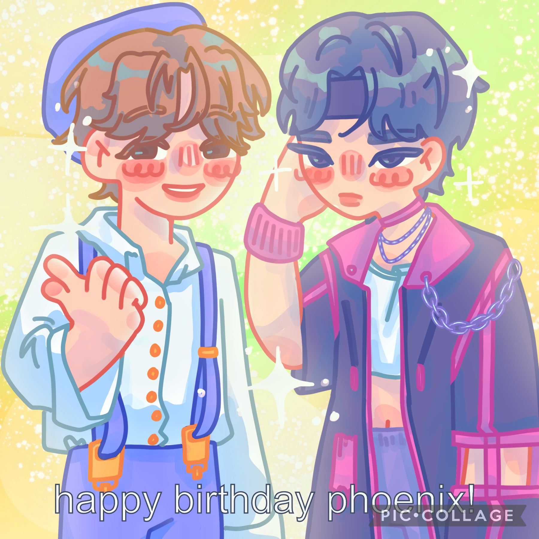 Something i made for my friends bday it’s supposed to be some kpop ppl whose names I cannot rmb also sorry still no time to comment and reply and things 
