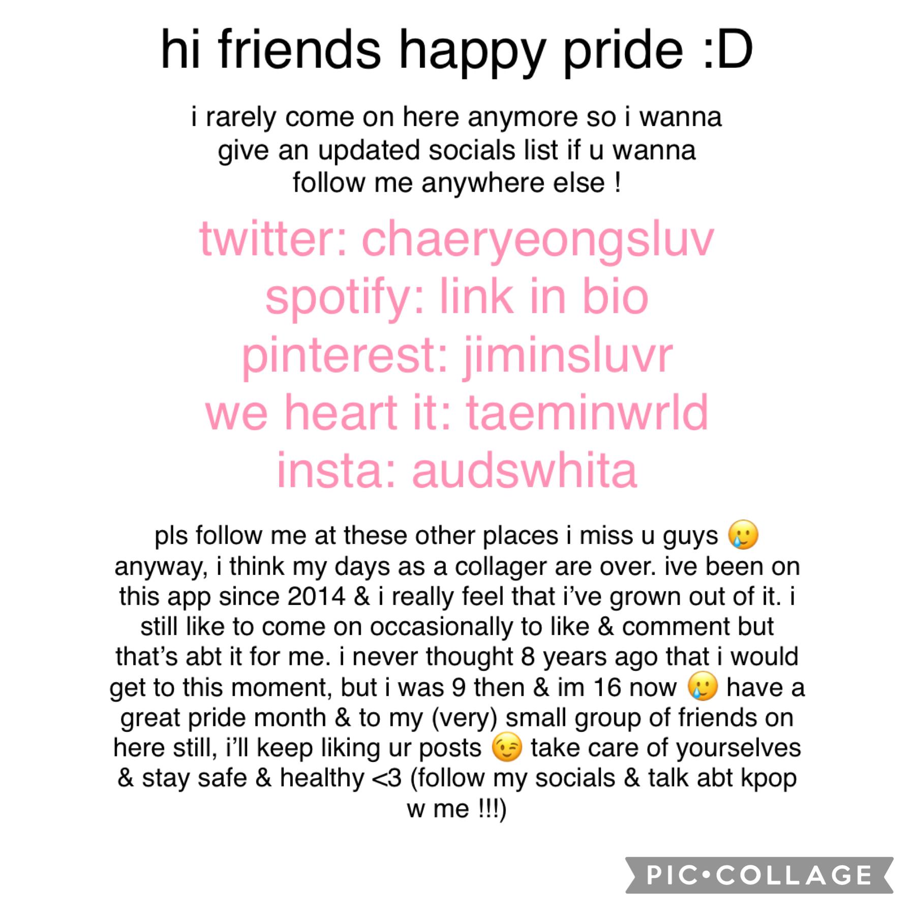 thank u pc 🥺 it’s been 8 happy years but it’s time to move on :’) & happy pride!!!