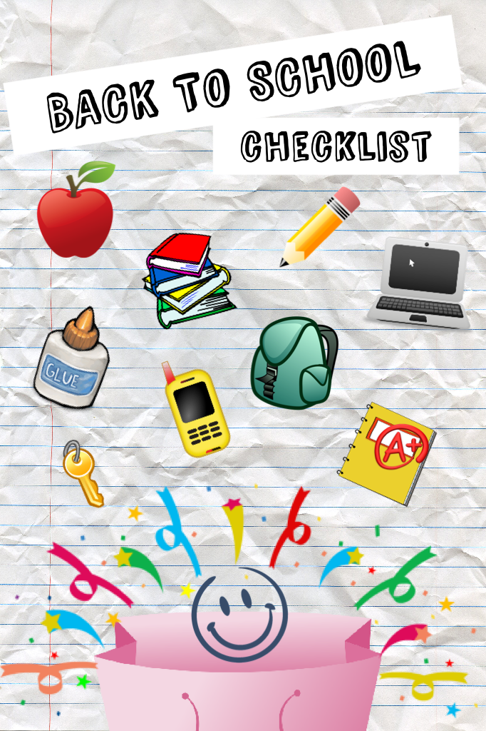 For Fun BACK TO SCHOOL checklist supply collage 