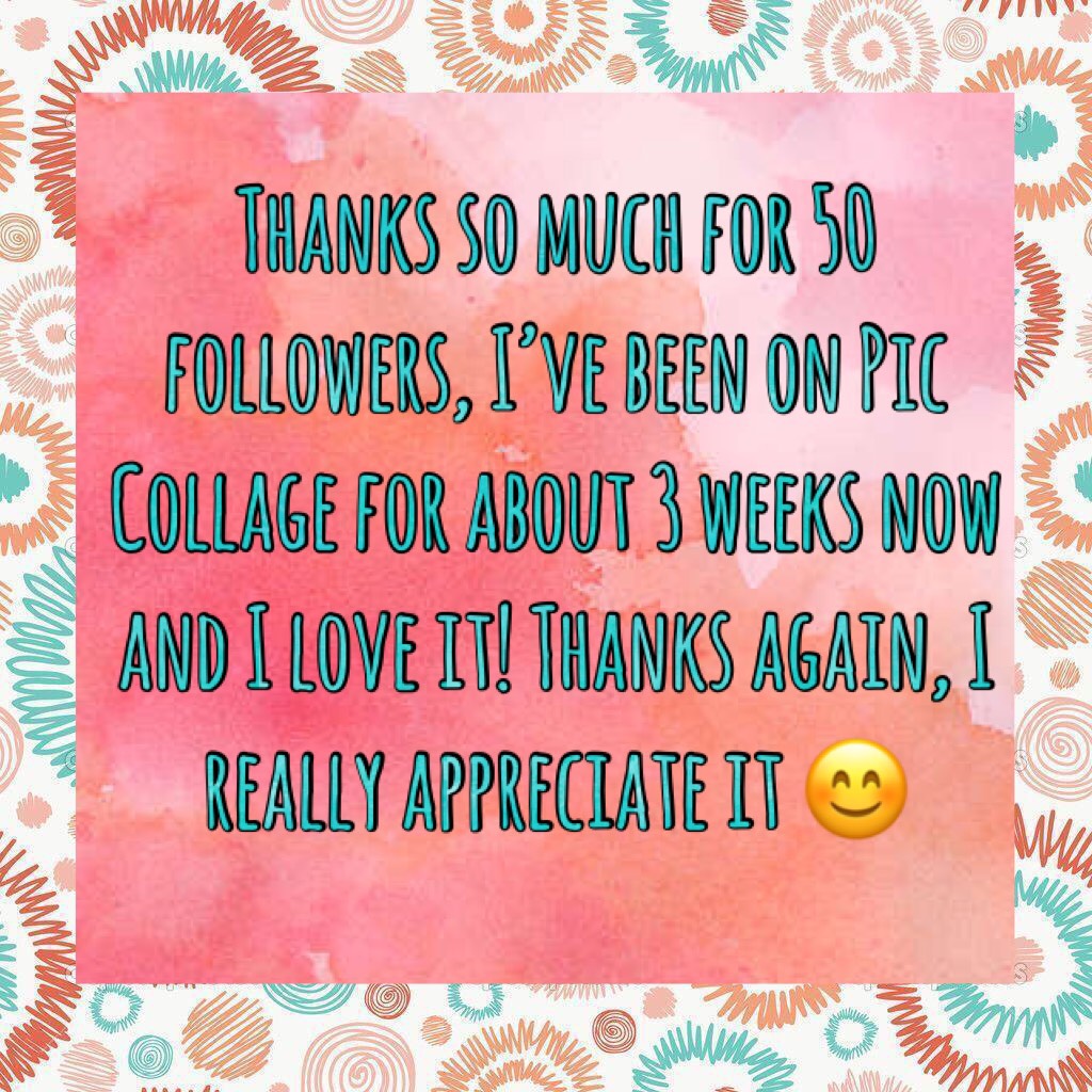 Thanks so much for 50 followers!