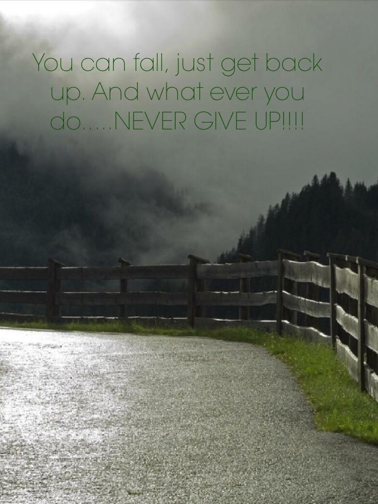 You can fall, just get back up. And what ever you do.....NEVER GIVE UP!!!!