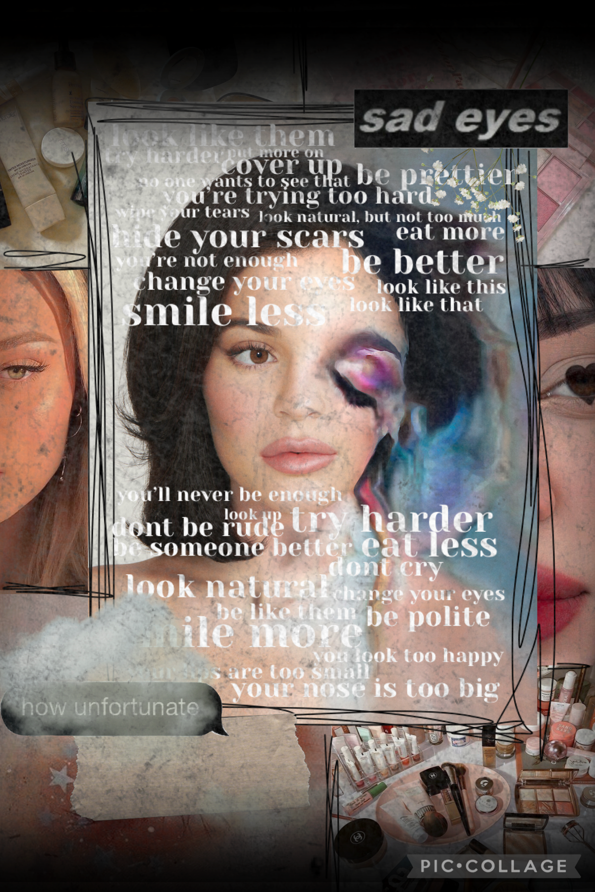 tap please
i rlly h8 this but i had to post something lol
this speaks a powerful message which is a problem in our society today. i hear insecurities like these everywhere i go so i wanted to dedicate a collage to it.
sotd: turbulence by jonah kagan