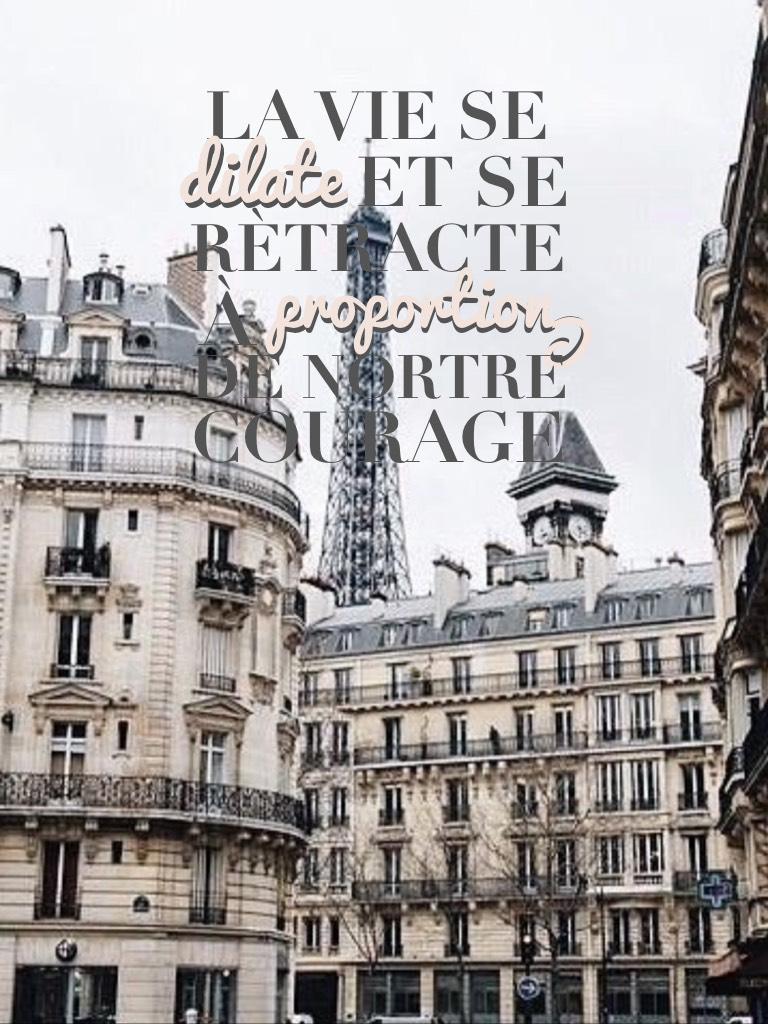 It says something in French idk tippy tap though here&there 
Hey hey got my inspiration back my new theme is like traveling and Paris and landing and shopping all that good stuff I will also do the last 2 collages thing I like those bye swimmies 