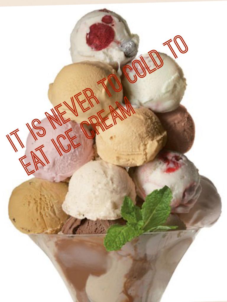 It is never to cold to eat ice cream