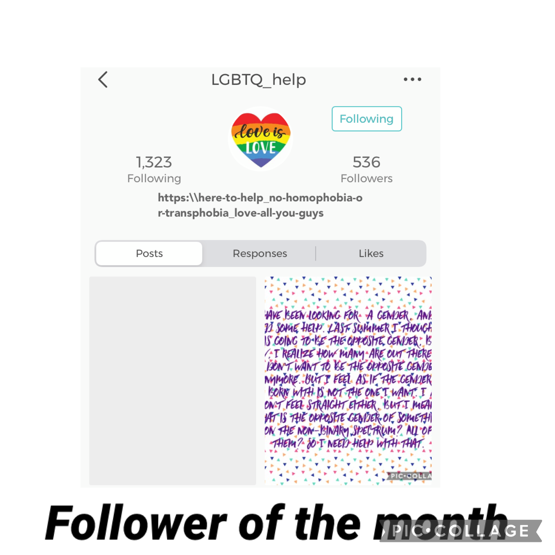 Shout out follower of the month 