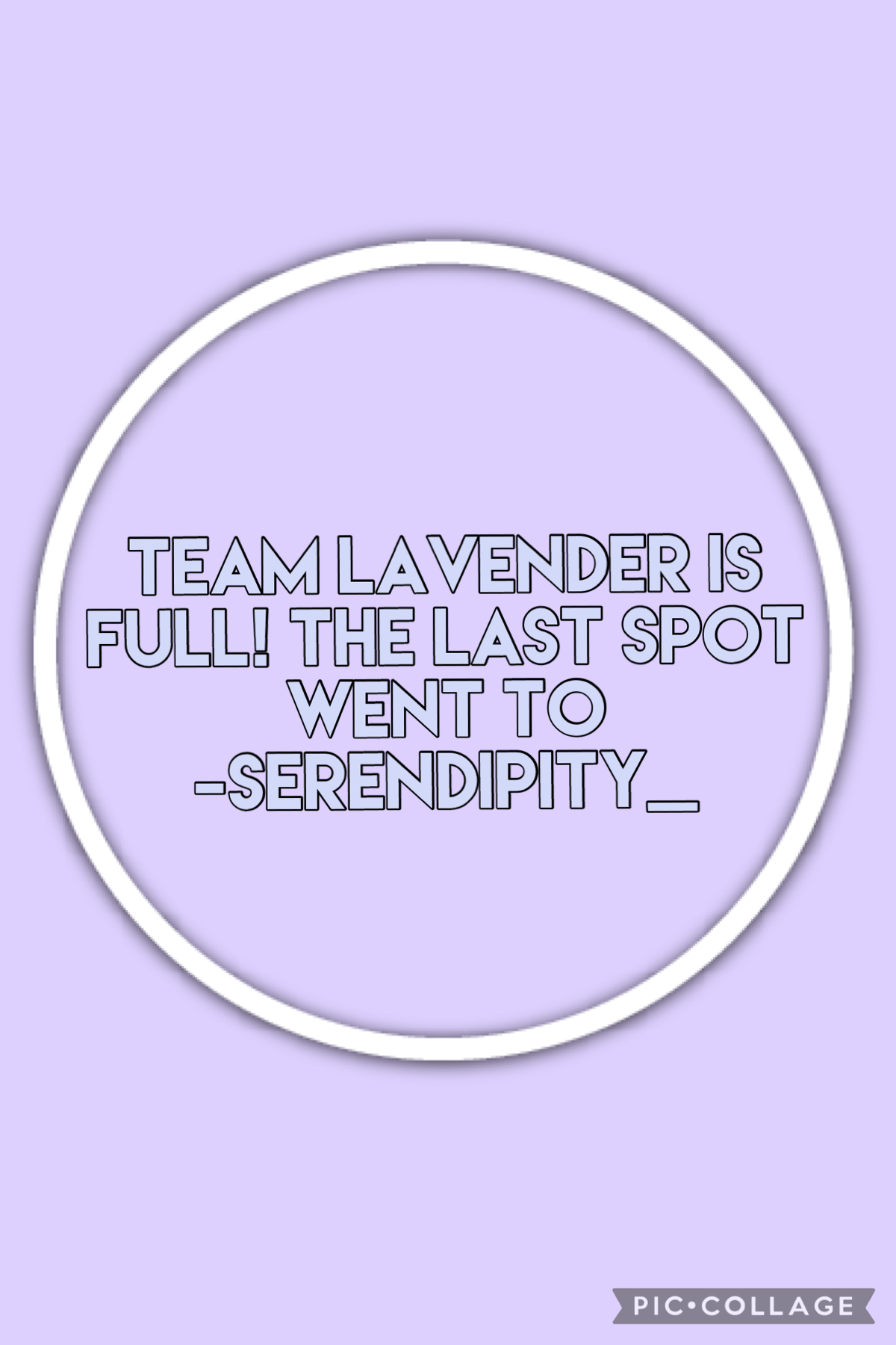 Team lavender is completely full! 
