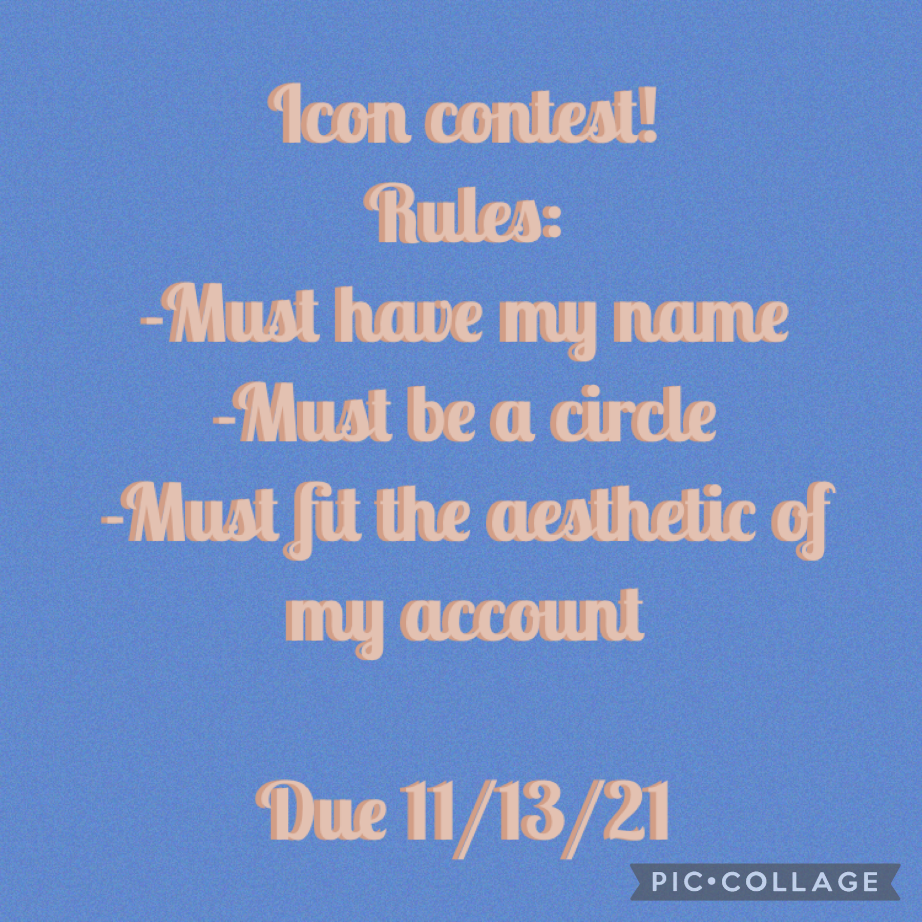 👻11.1.21👻

I’m kinda redoing the aesthetic of my account, and I’ve had this icon for a while so it’s time to switch it up!

Probably will be judged on 11.14.21 or late 11.13.21. Depends on when I have time.