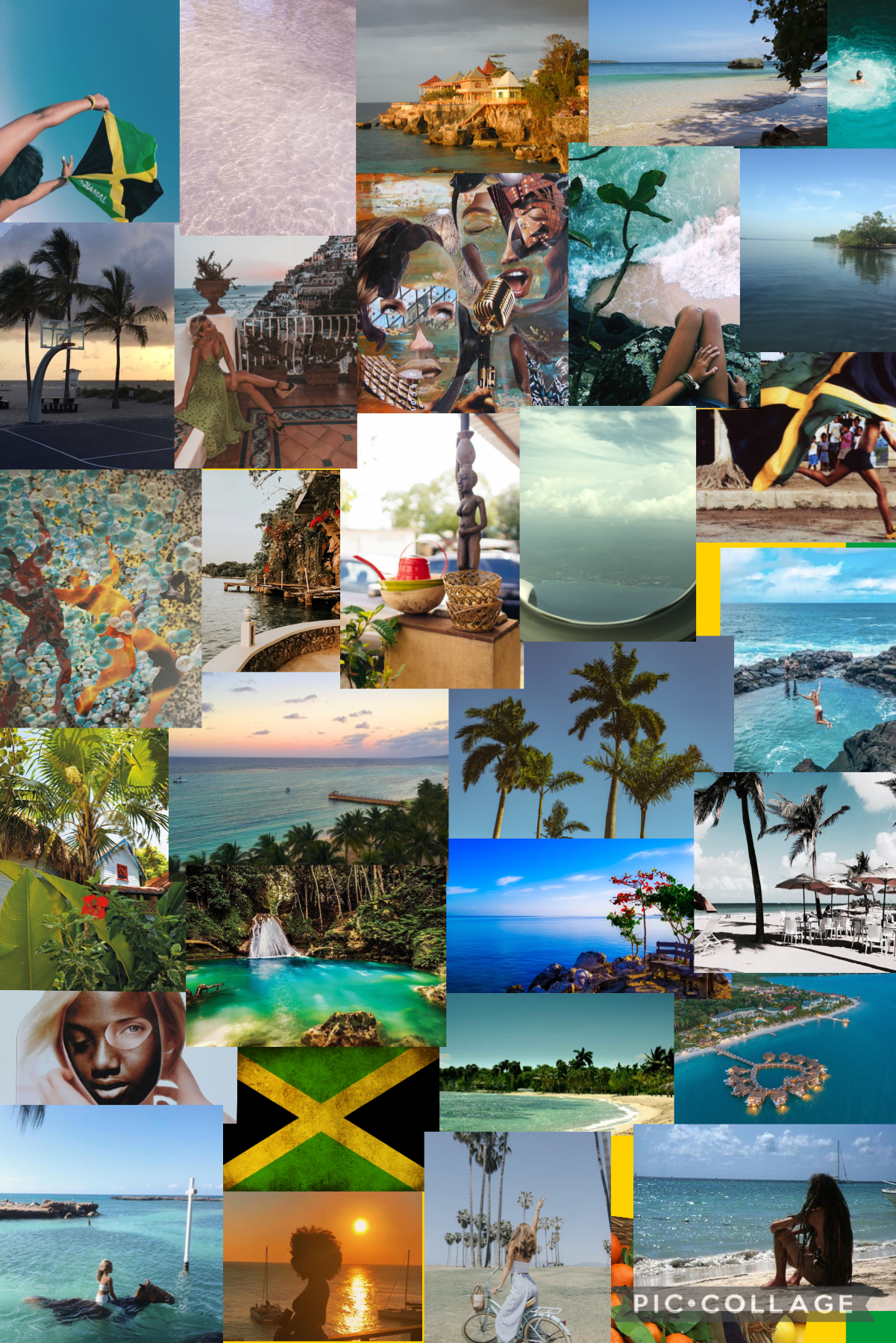 🇯🇲I’m in Jamaica! (tap)🇯🇲 
I’m on vacation in Jamaica and it is such a beautiful place! I based this collage off of it and I wanted to share how amazing this country is. have a great week <3