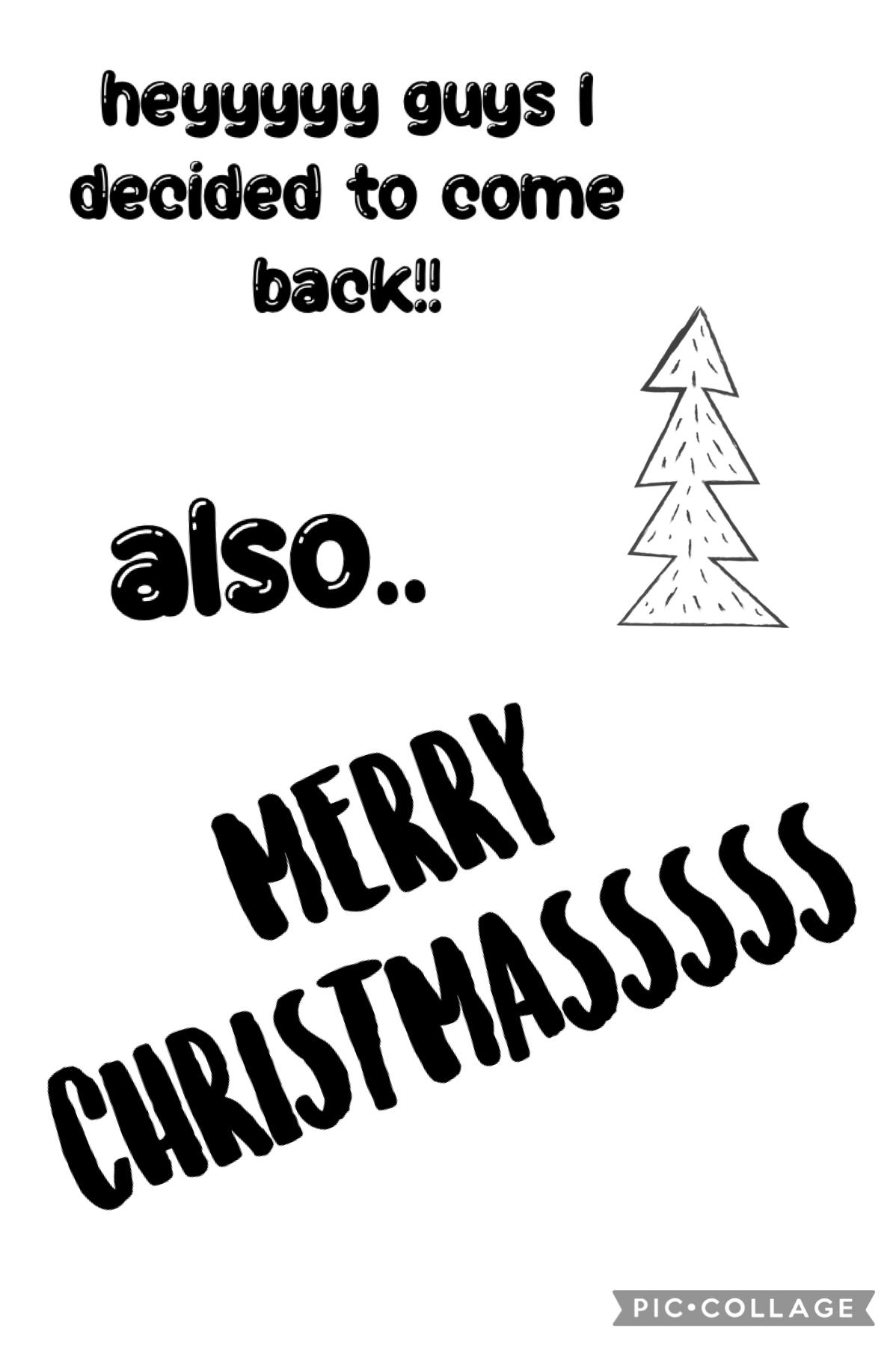 Hey Guys!! I’m back!! Also… Merry Christmas!!