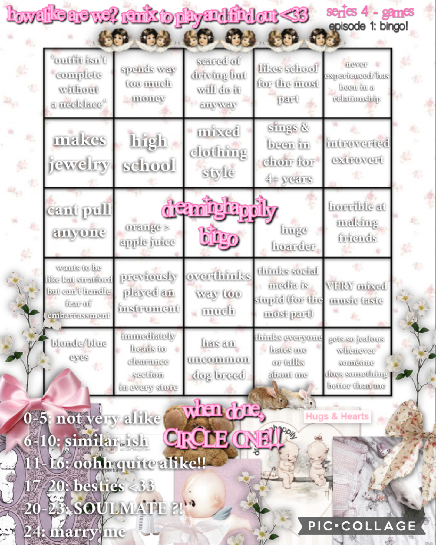 3.8.23 •tap || s4e1: games/bingo p1 
WILL BE DOING ANOTHER. i have so many more 😭 ANYWAY hru guys?!!! (play this pls🫶🥹) i am currently making a room tour + more bingos hehe ! qotd: what did you score on this bingo?✨