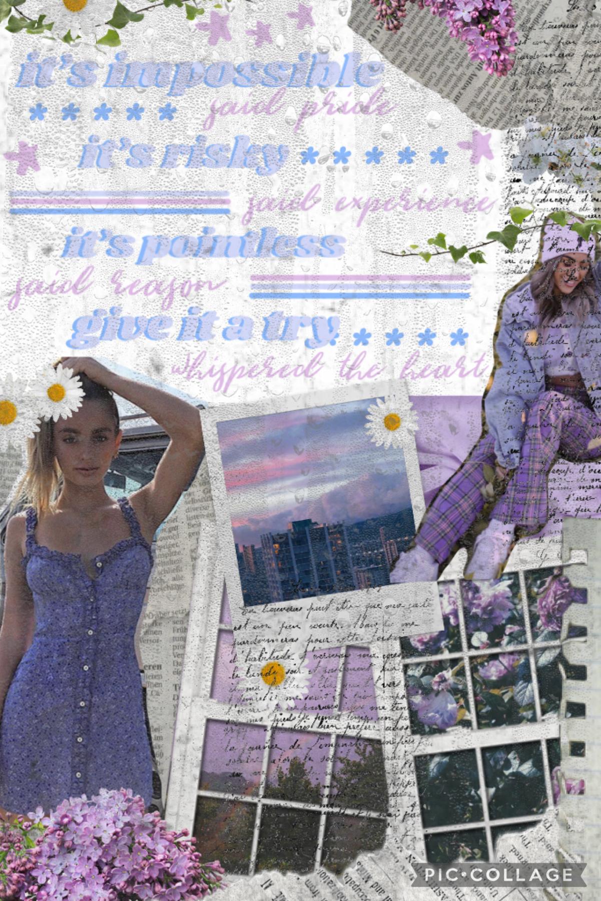 💜 t a p 💜
idk how i feel about this collage 🤔 I tried to some purple and blue tones. also I’m going to try and do a QOTD! so here we go. QOTD: what’s ur fav color? AOTD: sage green!