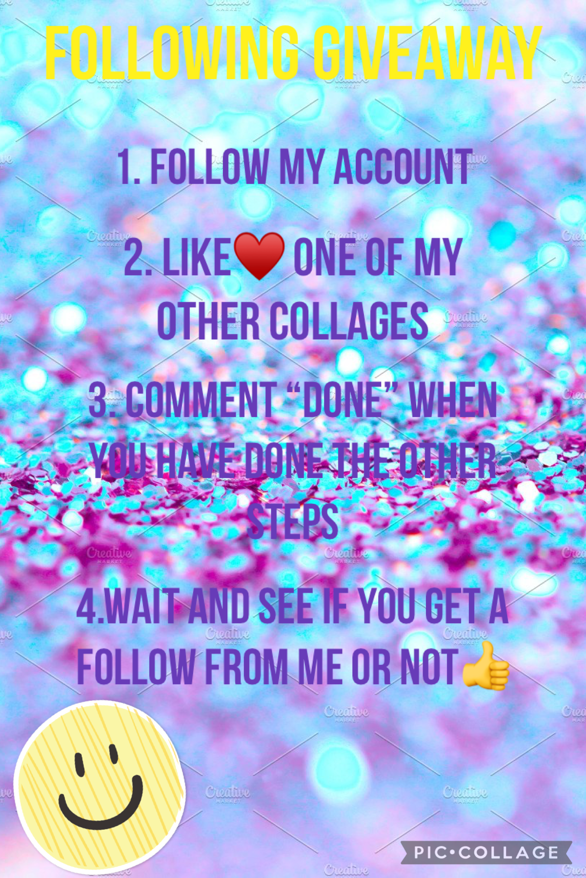 Press for info.
Follow my Account. Like♥️ one of my other collages. Comment “Done” when you have done the other steps. Wait and see if you get a follow from me. There will be “3” winners.