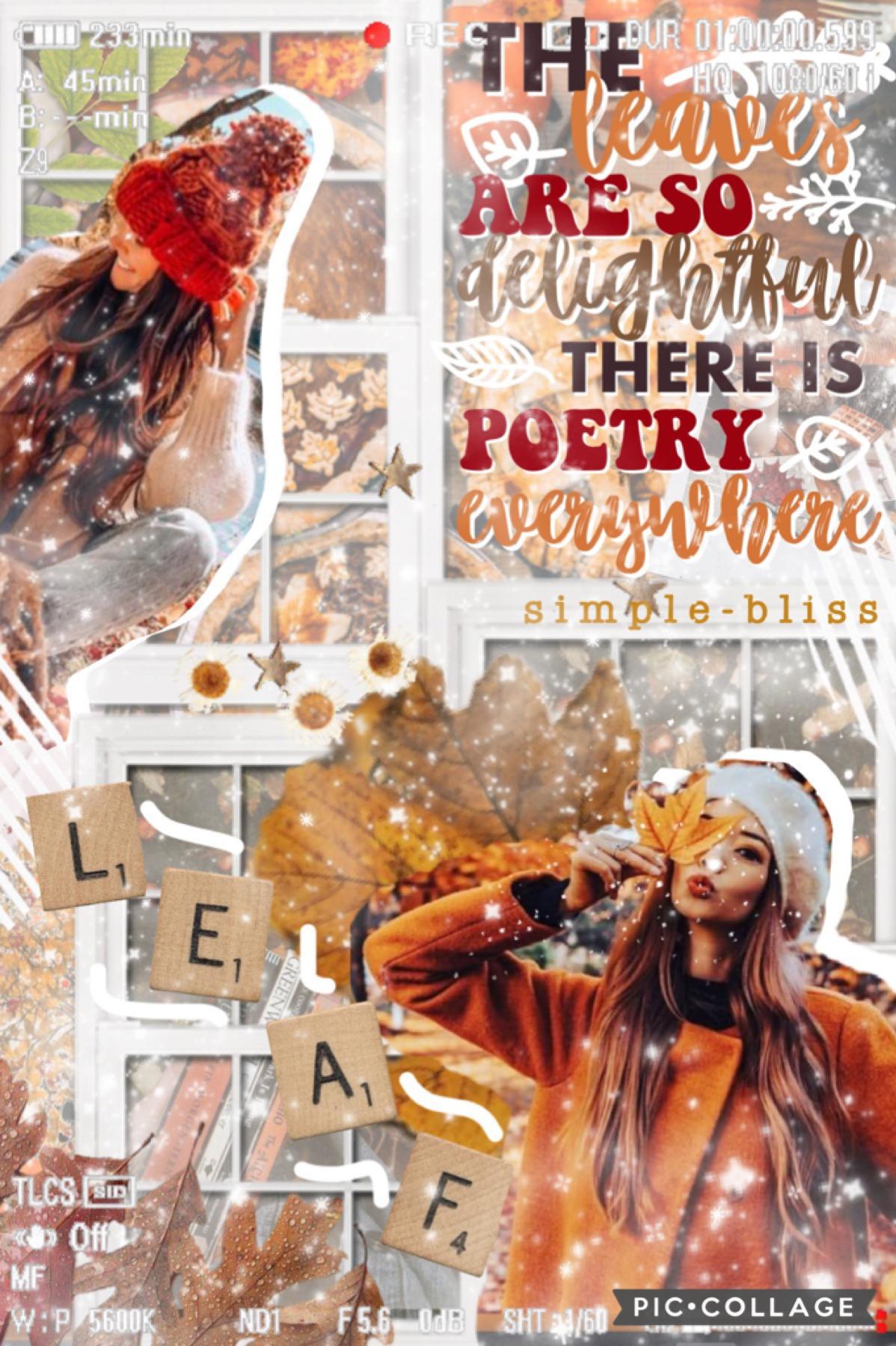 🍂9•18•22🍂 (TAP)
Eek it’s not technically the 18th where I live but I made too many fall collages so I just HAD to post, haha 😂 
𝚛𝚎𝚖𝚒𝚗𝚍𝚎𝚛: You’re beautiful!✨🫧 Drink more water 💦 and breathe! 🍃 
Bg inspired by @stormyskies
Text inspired by ME! 😆 
QOTD: opin