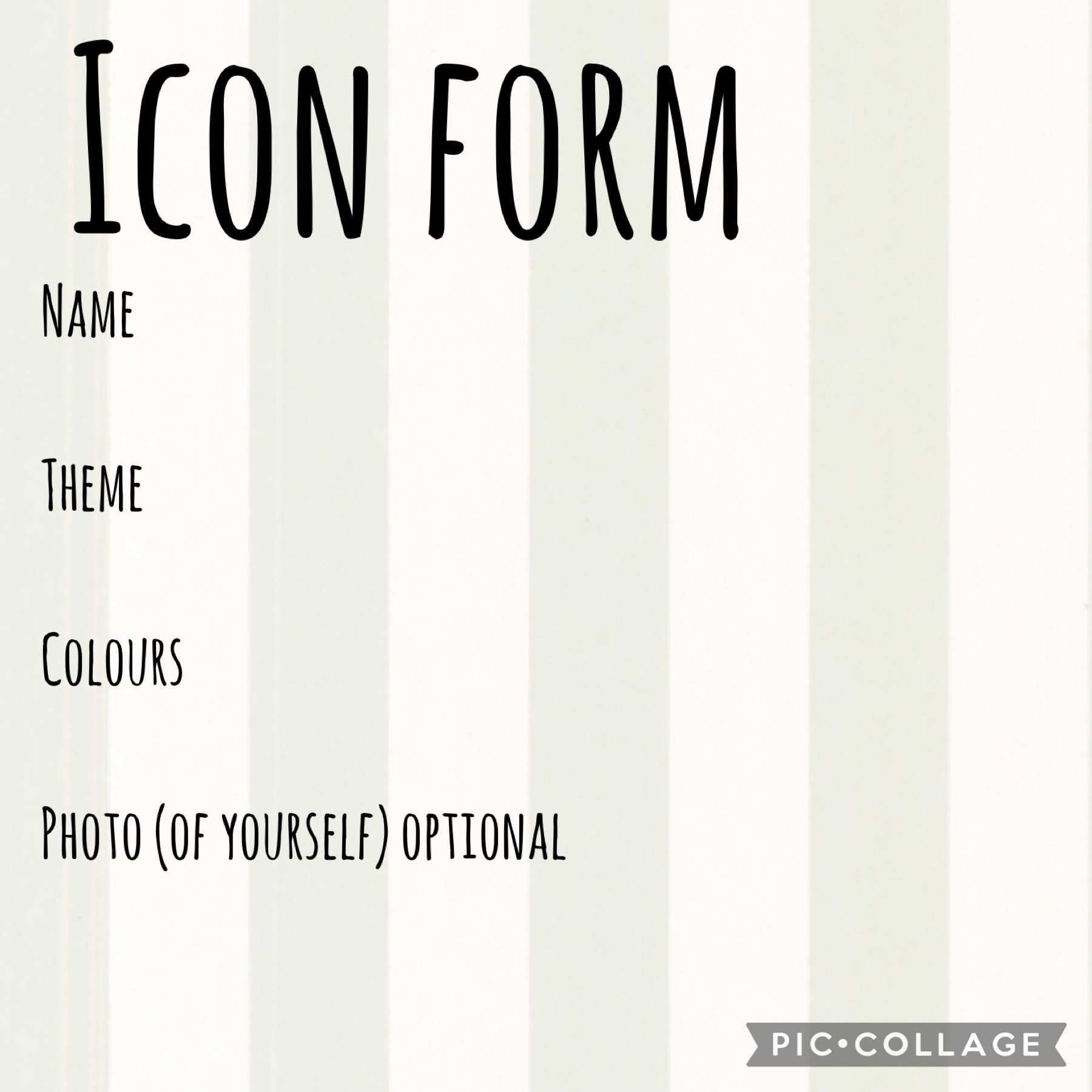 Remix and fill out this form and I will remix and icon for u on ur latest post