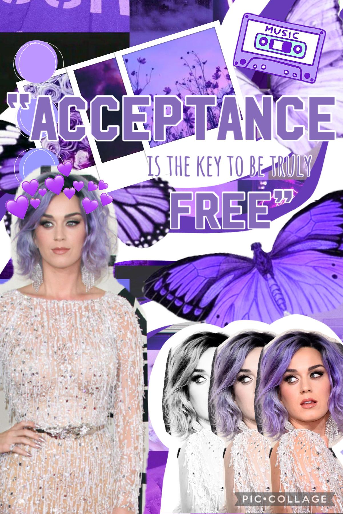 💜 TAP 💜
💜 KATY PERRY ‘Unconditionally’ collage!!  💜💜 i rediscovered this song! 💜
💜 it’s late at night rn… i’m not gonna sleep heh 💜
💜 what even is sleep? 💜
💜 my head hurts lol 💜