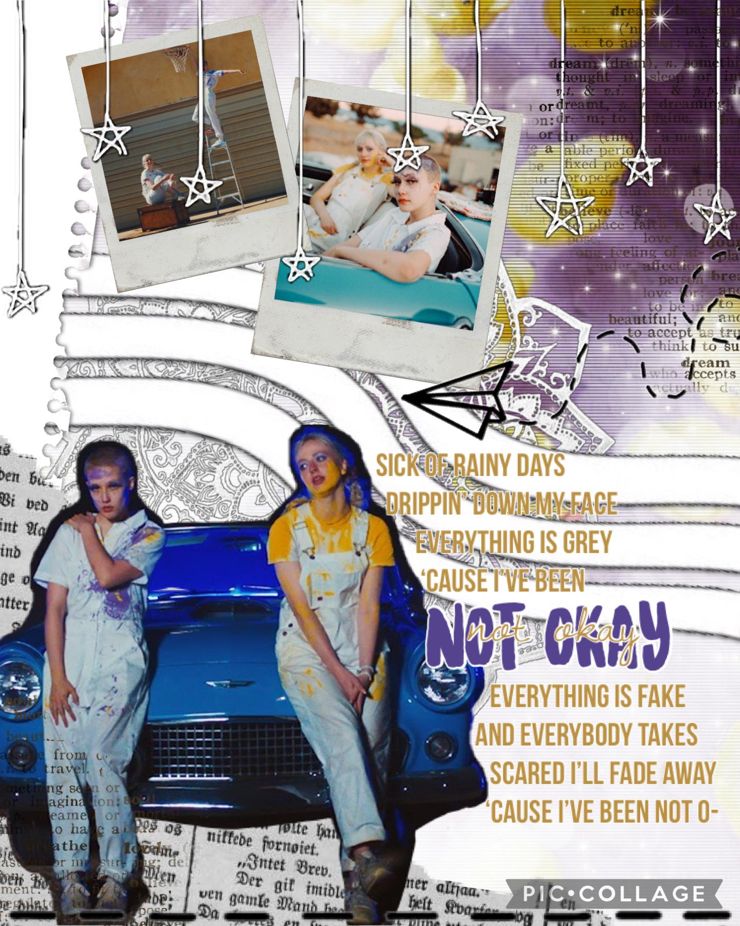 💜 TAP 💛
💜 chloe moriondo and mazie collage!! 💛
💜 lyrics from the song ‘Not Okay’ 💛
💜 this was a vent bc im not okay rn :) 💛
💜 ilysm 💛
