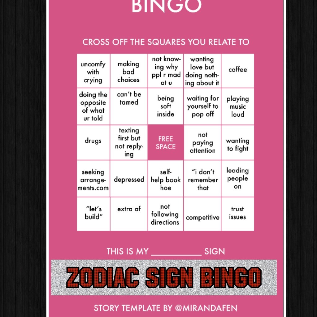 Zodiac sign Bingo