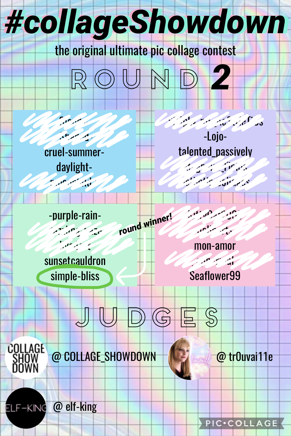 Long awaited round 2 results! Round 3 posted soon!