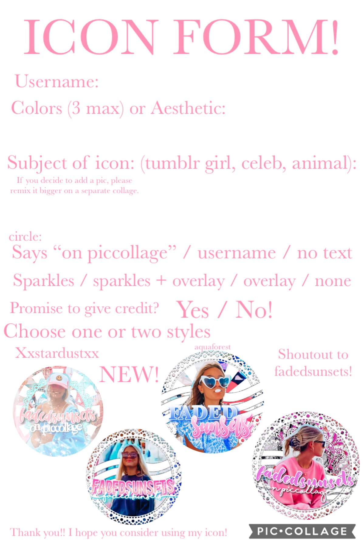I kinda said I swore off icons, but I want to give them another try! Please fill out the form!
