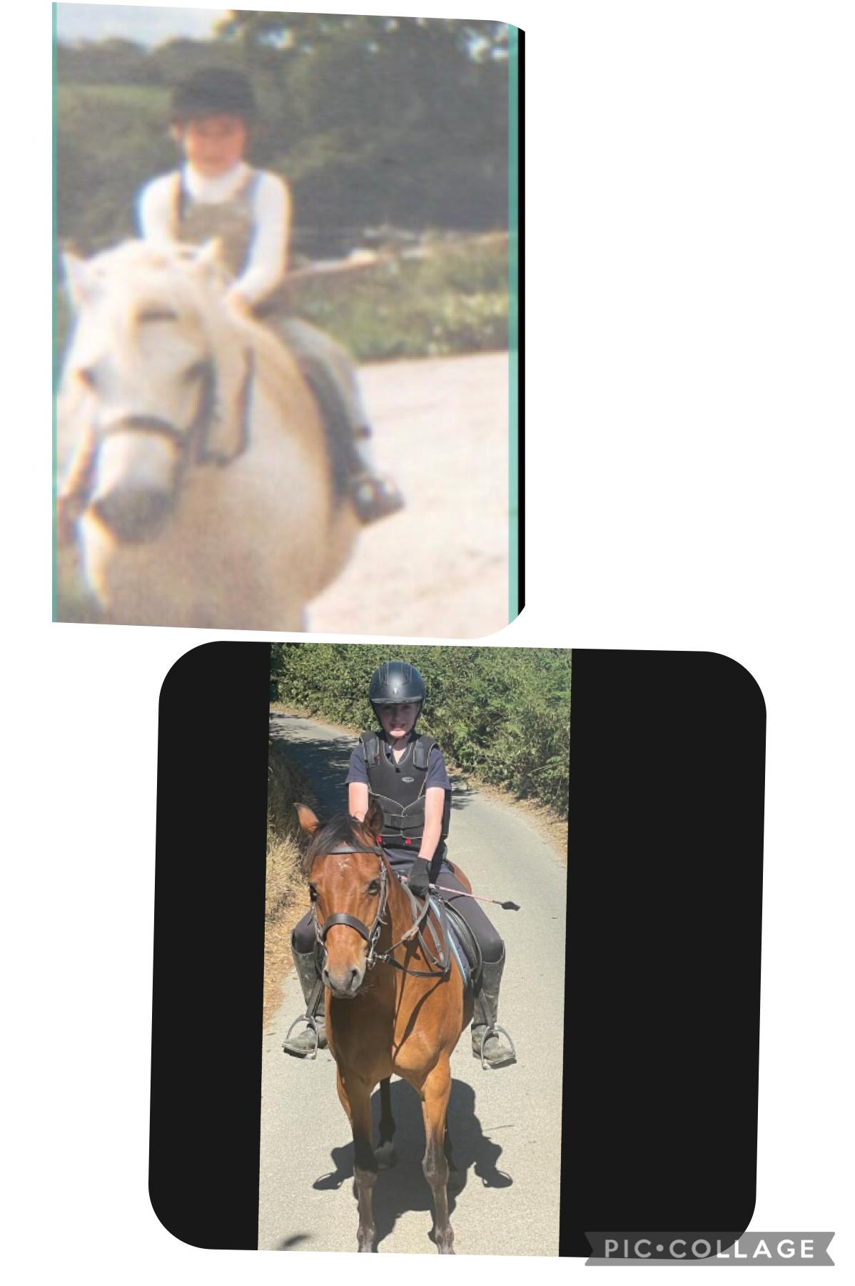 My mhm riding her pony in the top picture and then me xx 