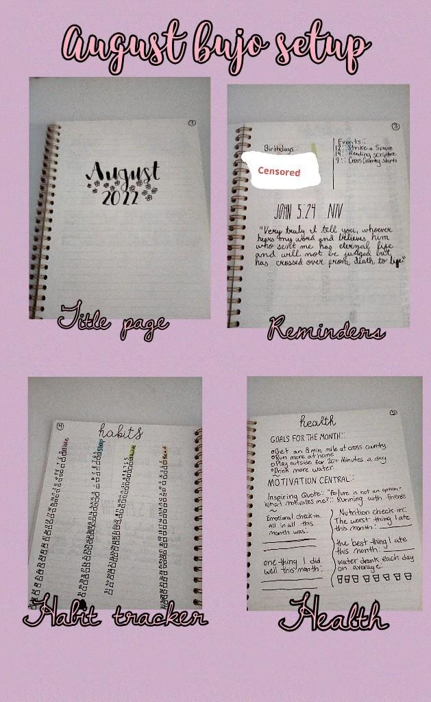 this is my August bujo setup. I am veryyyyy bad at this lol but I have fun doing this and that is all that matters. Also her sorry for the bad photo quality. Have a nice day!